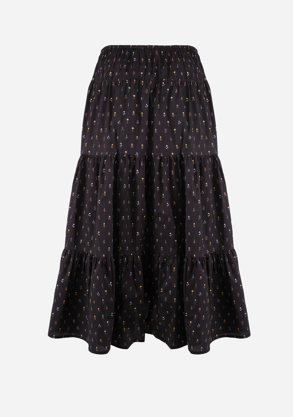 Floral Smocked Skirt Dark Navy