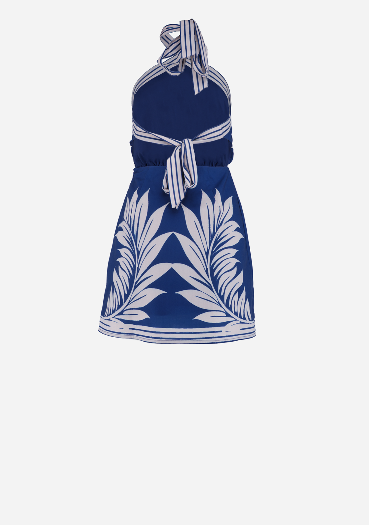 Placement Print Halterneck Mini Dress Royal Blue Mable