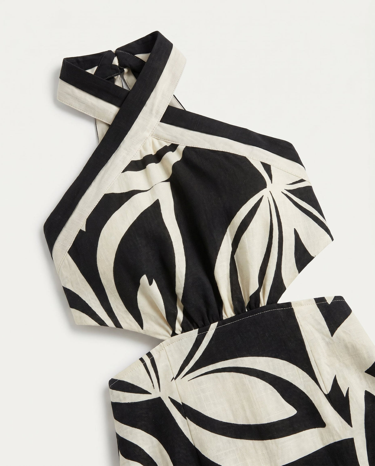 Printed Halter Neck Midi Dress Black Mable