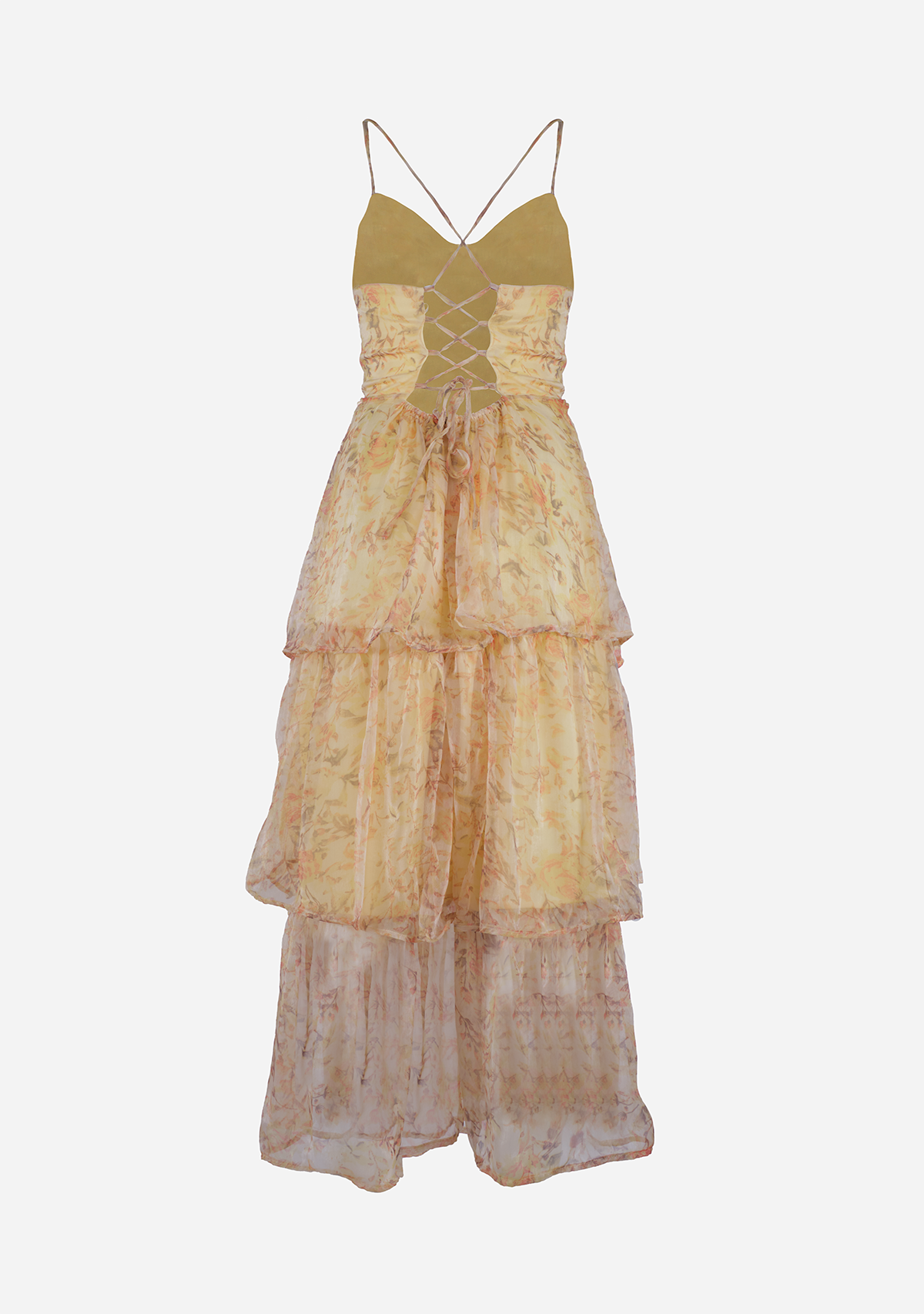 Yellow Rose Bustier Tiered Dress