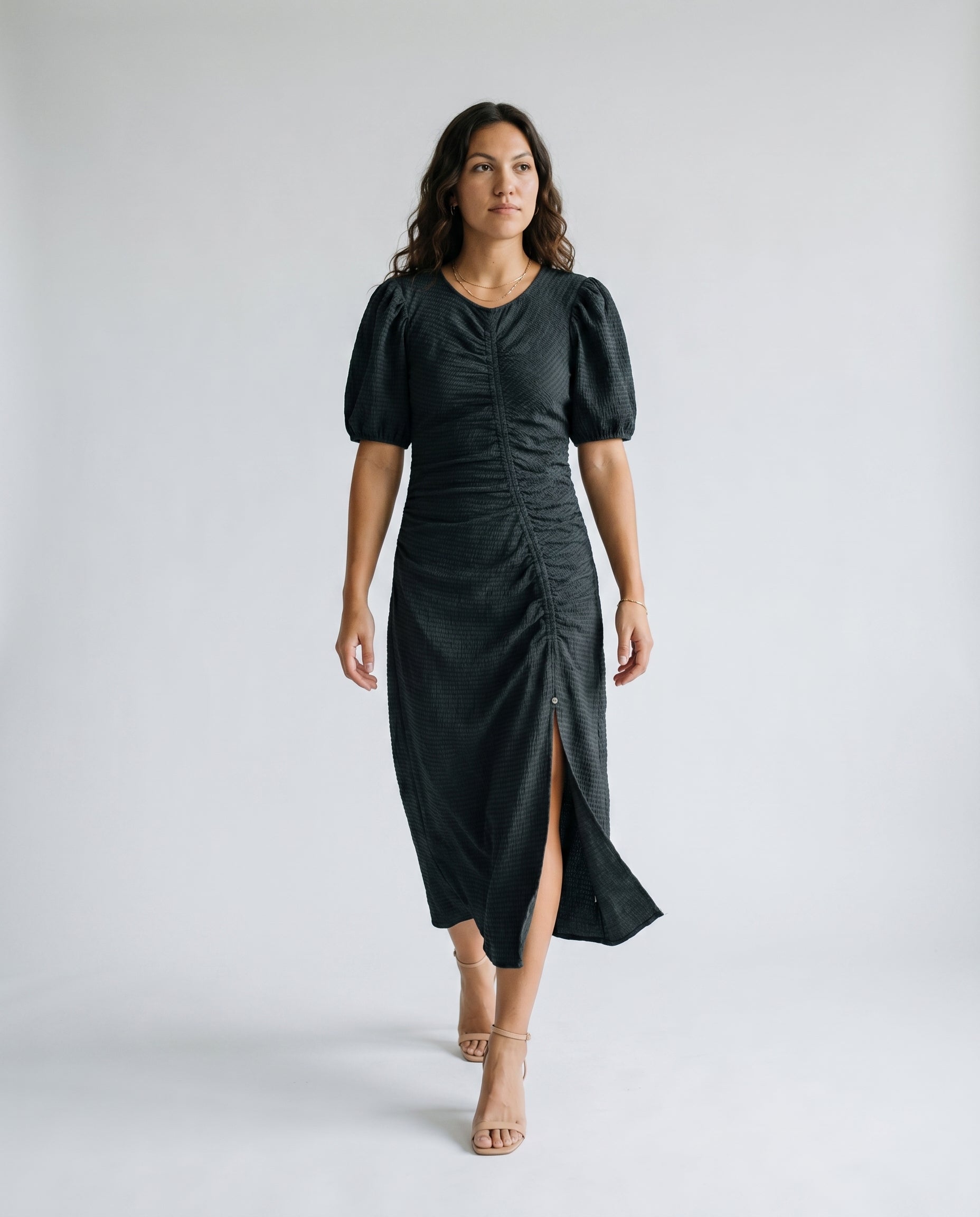 Open Structured Jersey Midi Dress Carbon