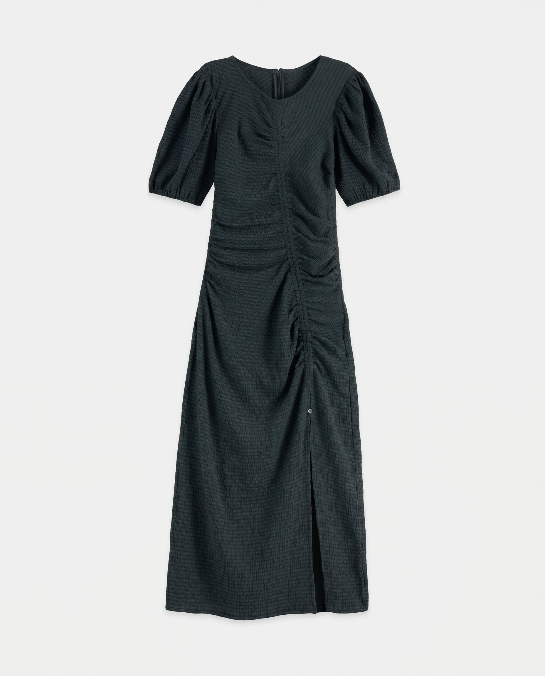 Robe midi en jersey structuré ouvert couleur carbone