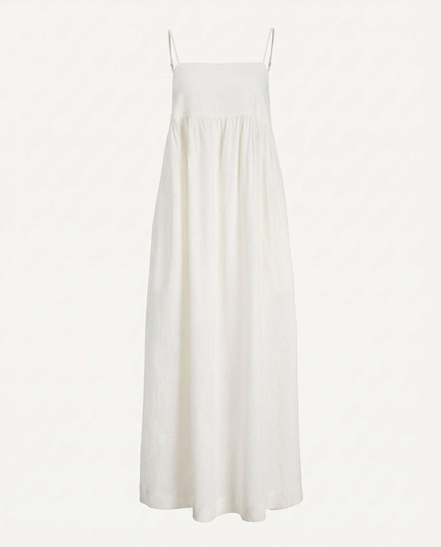 Jx Almira Linen Blend Long Dress Blanc De Blac