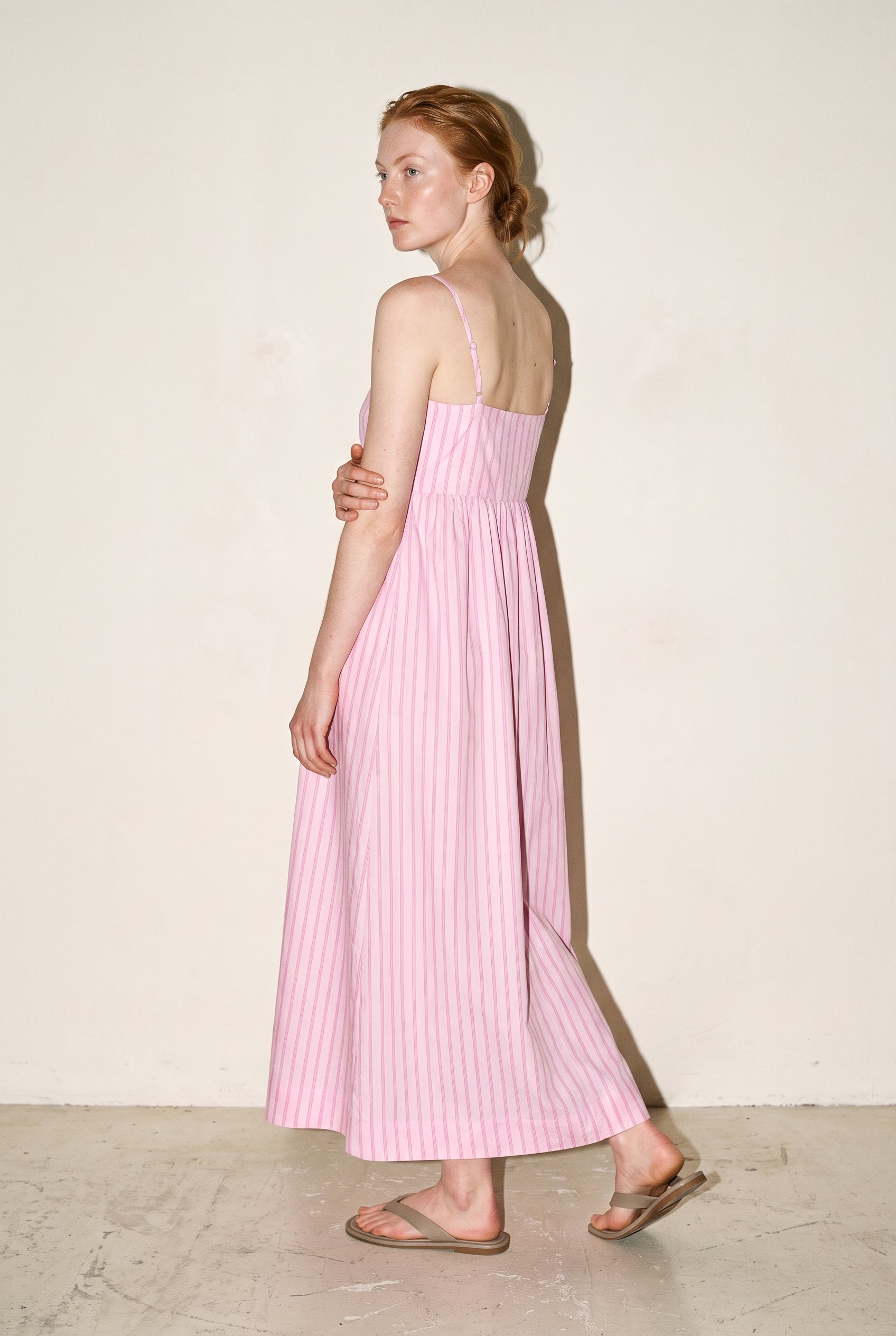Jx Almira Linen Blend Long Dress Pink Lady Fiji Flower