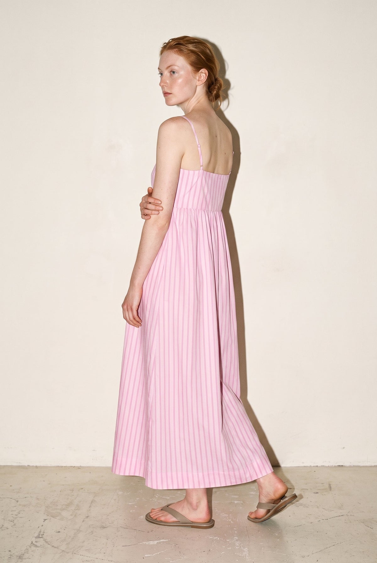 Jx Almira Linen Blend Long Dress Pink Lady Fiji Flower JJXX