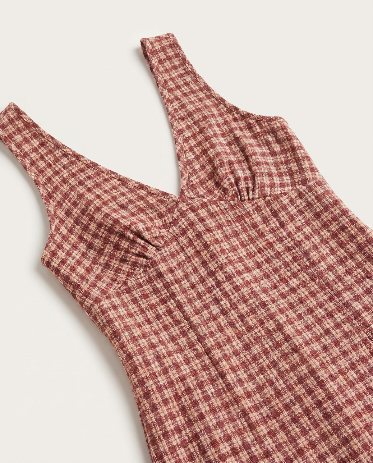 Capricorn - Hemp Seersucker Mini Dress Burgundy / Beige Check AFENDS