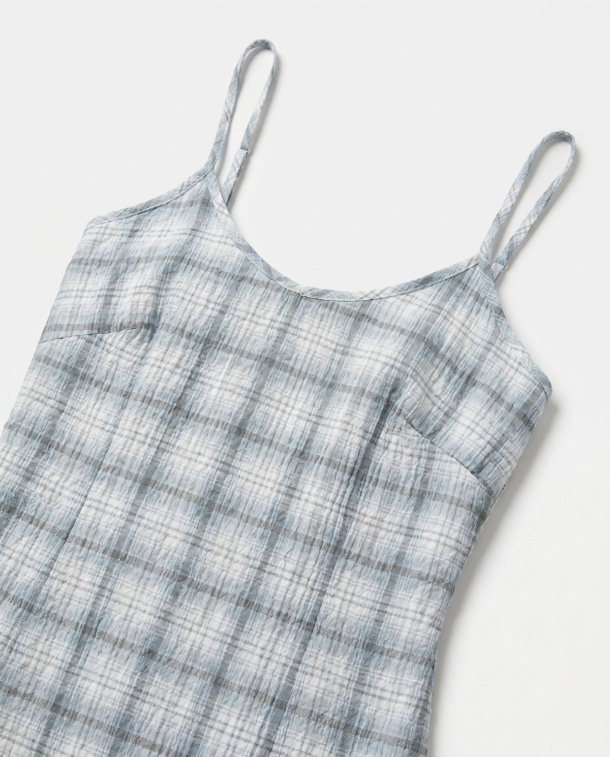 Lagoon - Hemp Seersucker Maxi Dress Overcast Check AFENDS