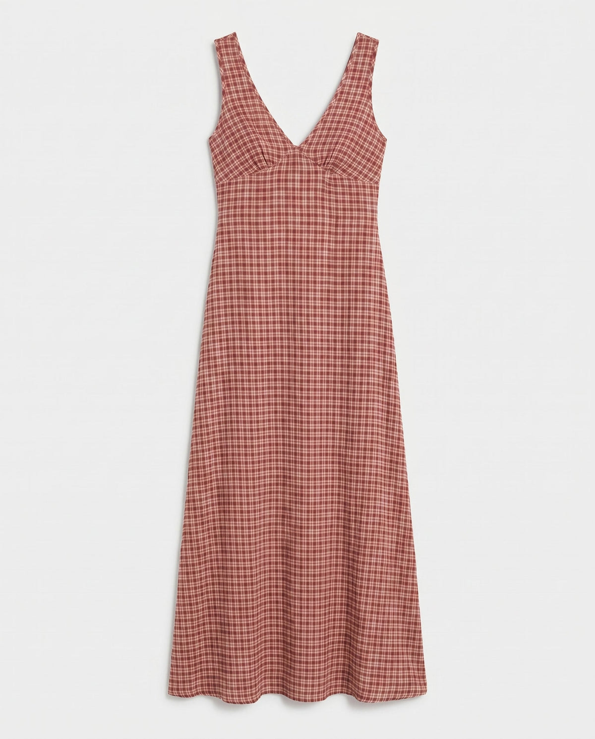 Capricorn Tully - Hemp Seersucker Maxi Dress Burgundy / Beige Check AFENDS