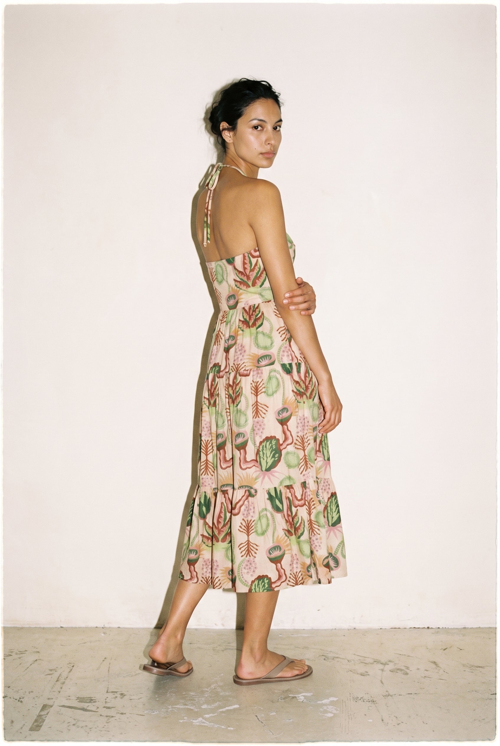 Cotton Seersucker Keyhole Halter Dress Desert Floral Canyon Clay SCOTCH & SODA