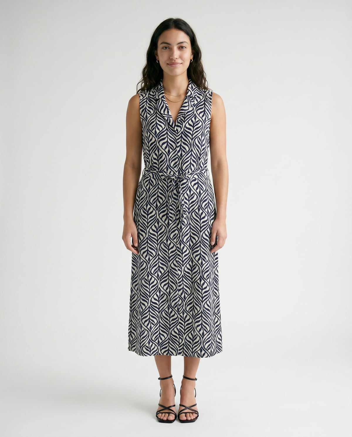Vmjosie Sl V-Neck 7/8 Dress Birch Navy Blaze Bonnie Vero Moda