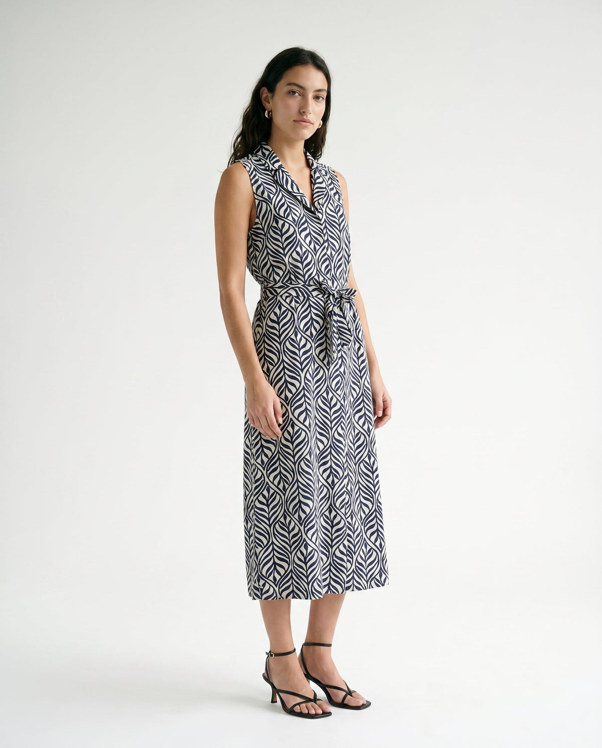 Vmjosie Sl V-Neck 7/8 Dress Birch Navy Blaze Bonnie Vero Moda