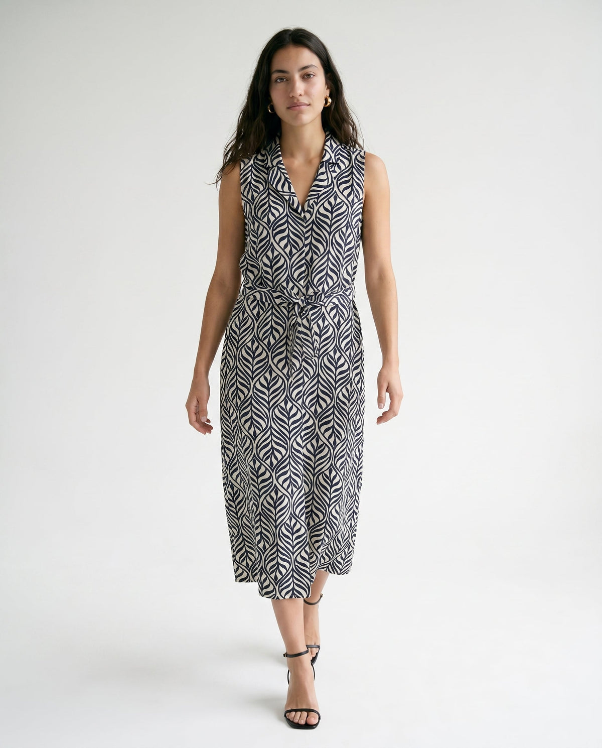 Vmjosie Sl V-Neck 7/8 Dress Birch Navy Blaze Bonnie Vero Moda