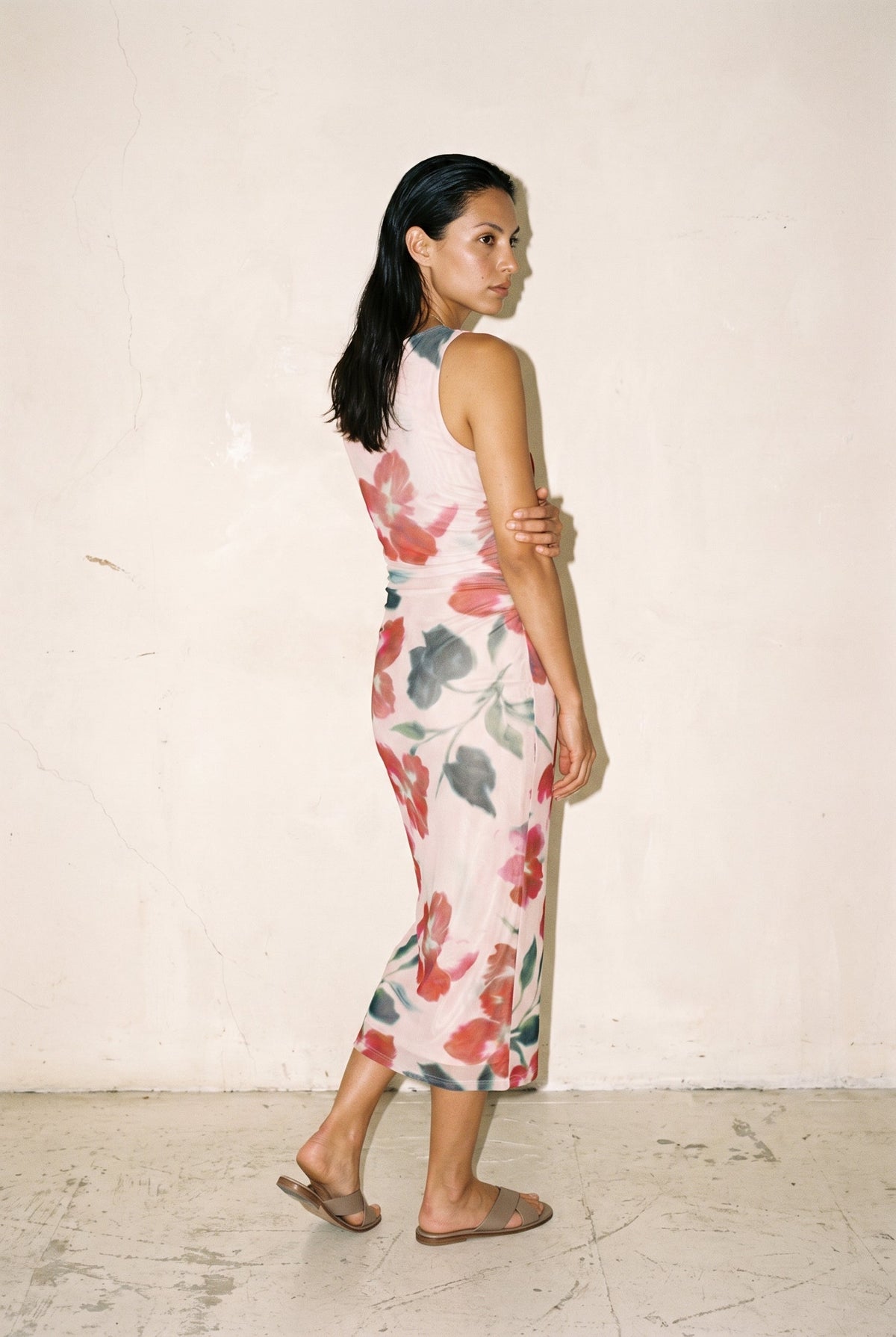 Arabella Mesh Midi Dress Red Floral MINK PINK