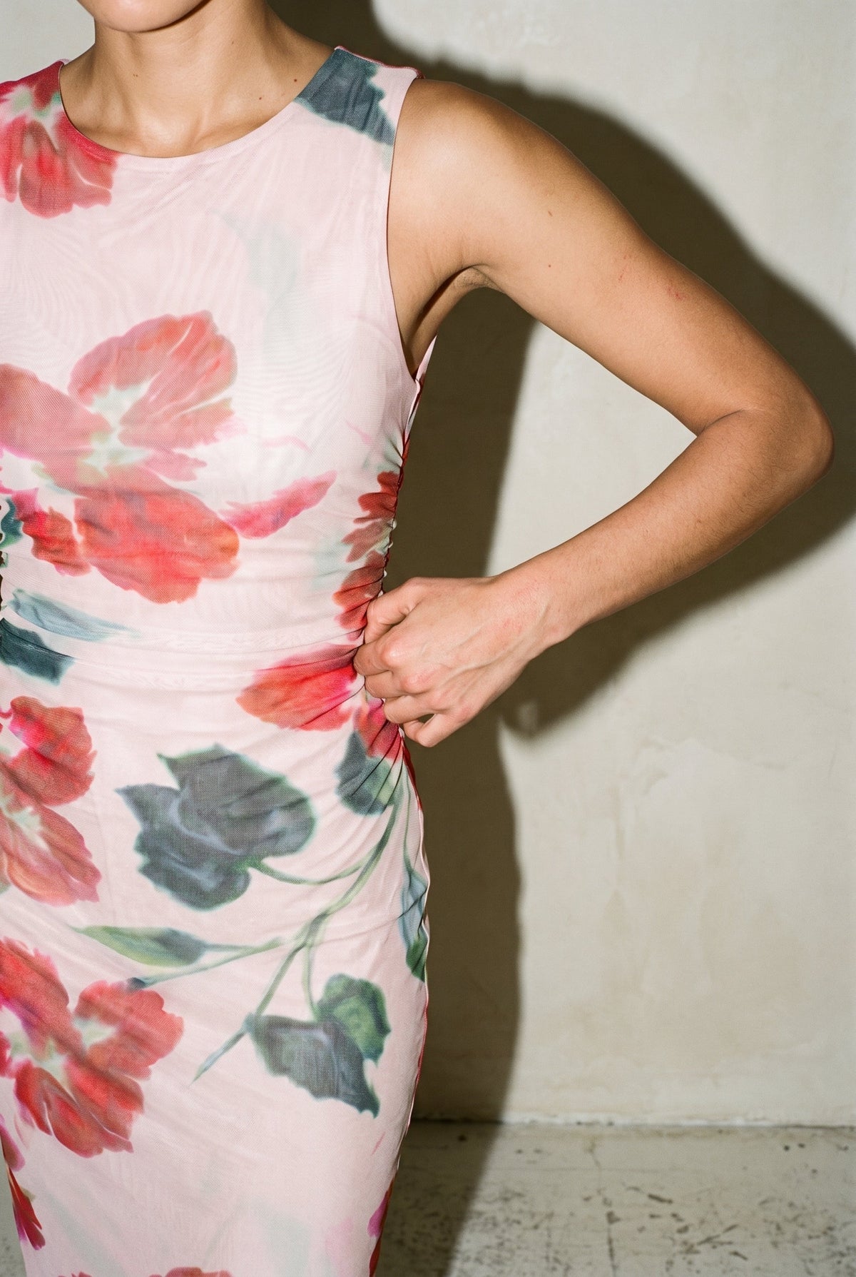 Arabella Mesh Midi Dress Red Floral MINK PINK