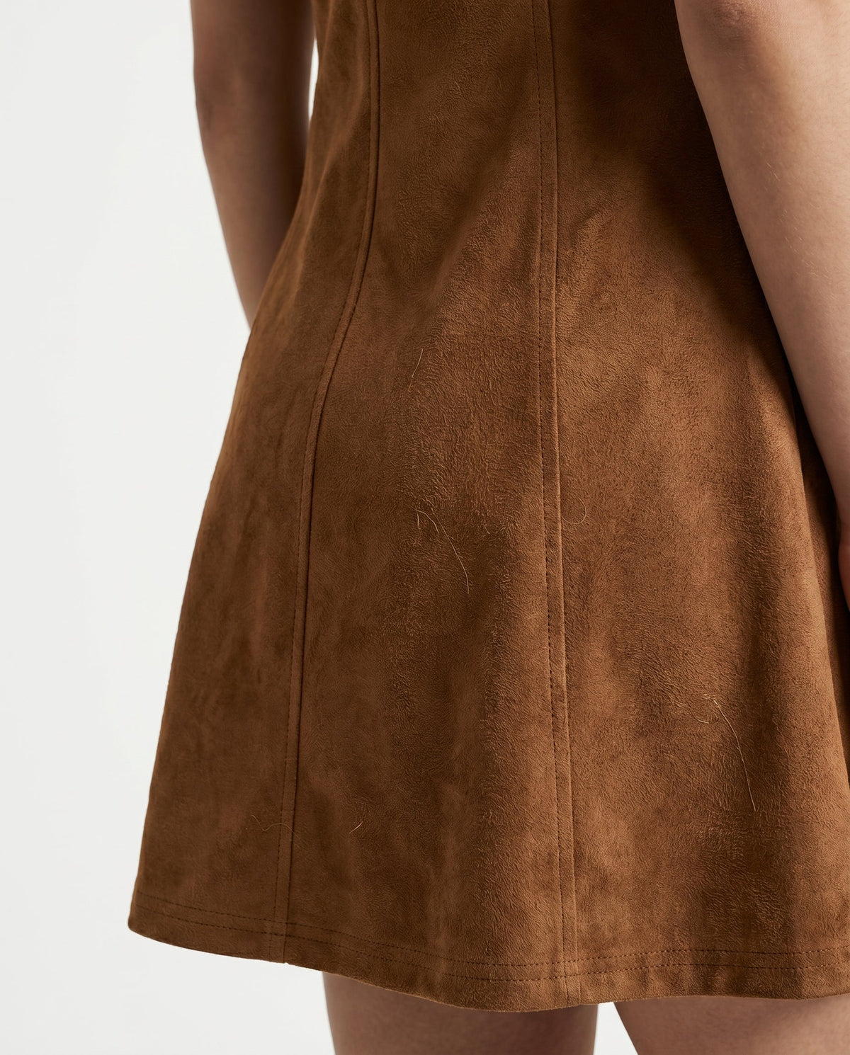 Suede Denim Backless a Line Mini Dress Klesis
