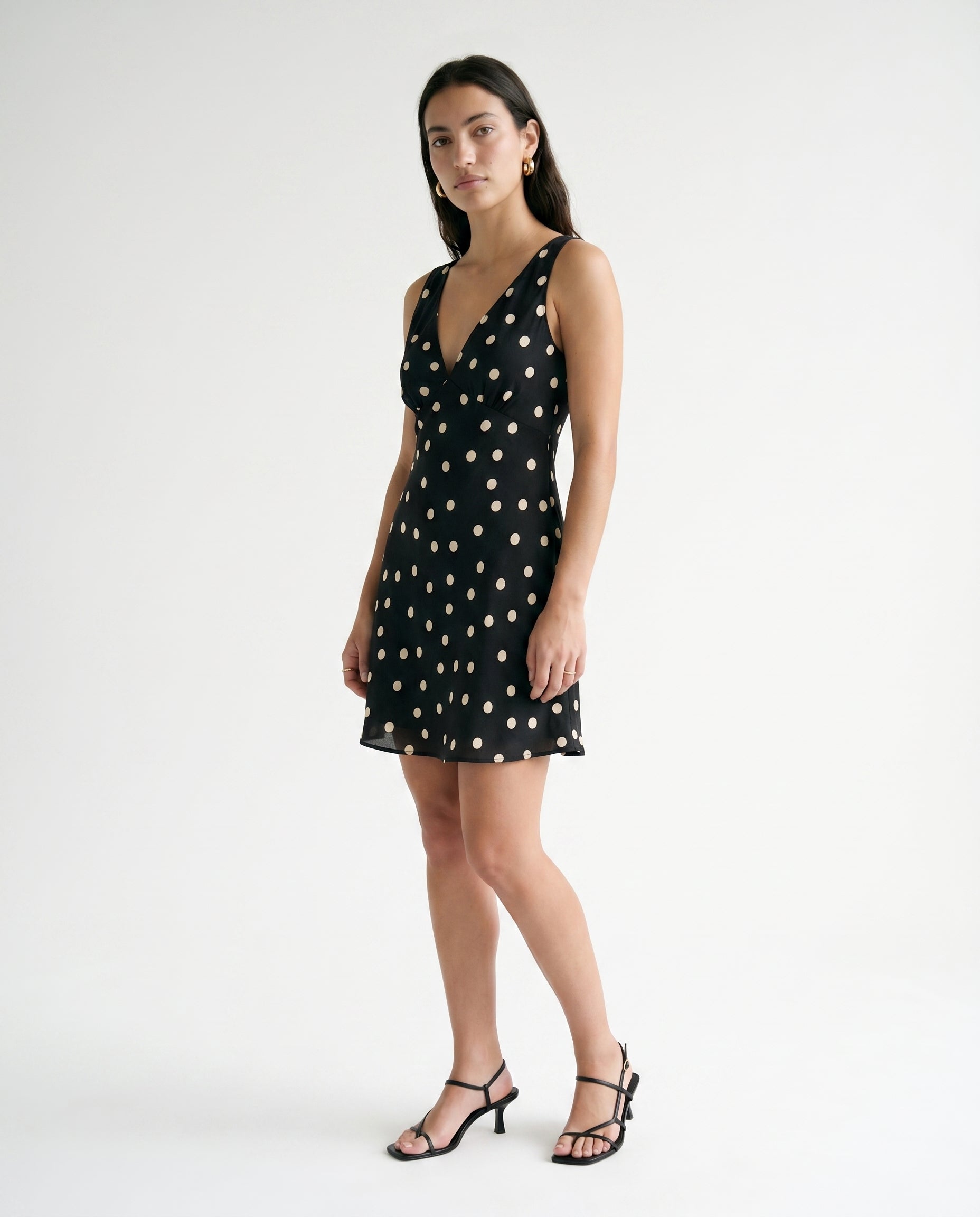 Polka Dot Mini Dress Black/Ivory