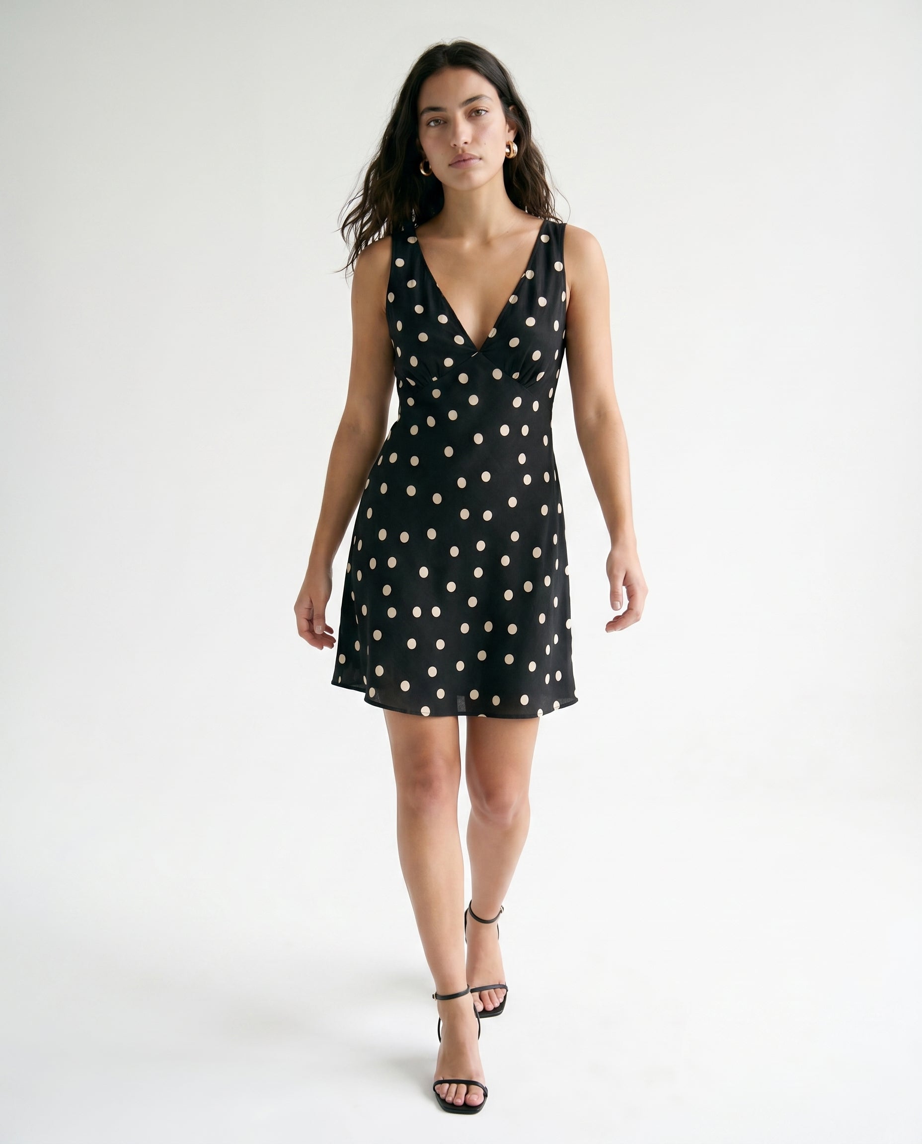 Polka Dot Mini Dress Black/Ivory