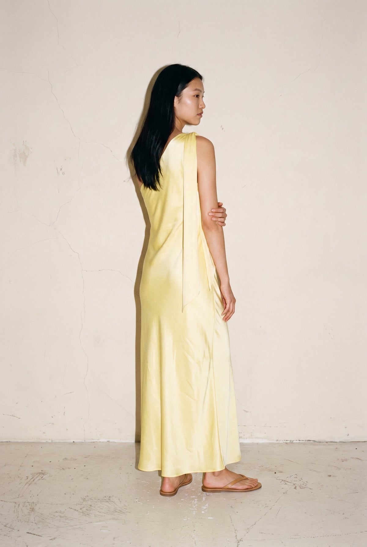 One Shoulder Satin Maxi Dress BUTTER One and Only Collective