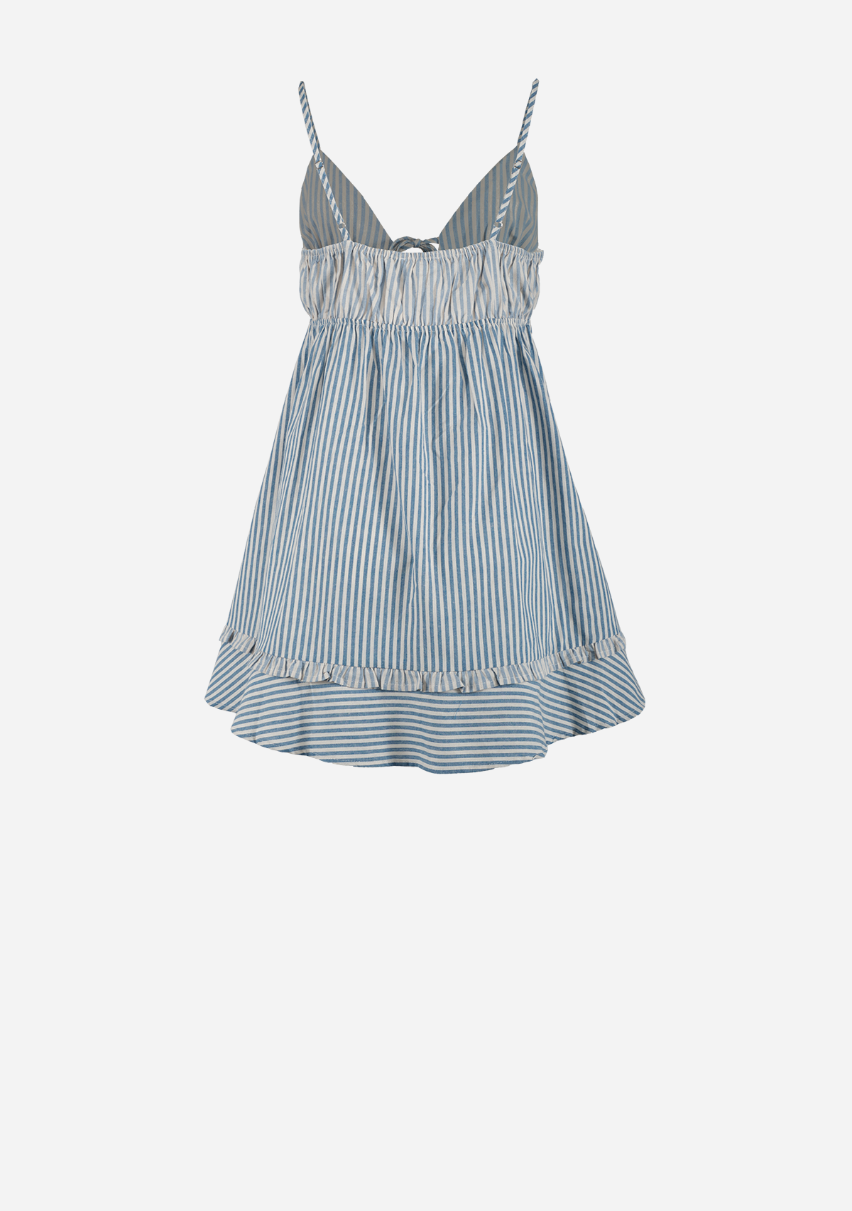Striped Contrast Tie Front Mini Dress Blue Striped