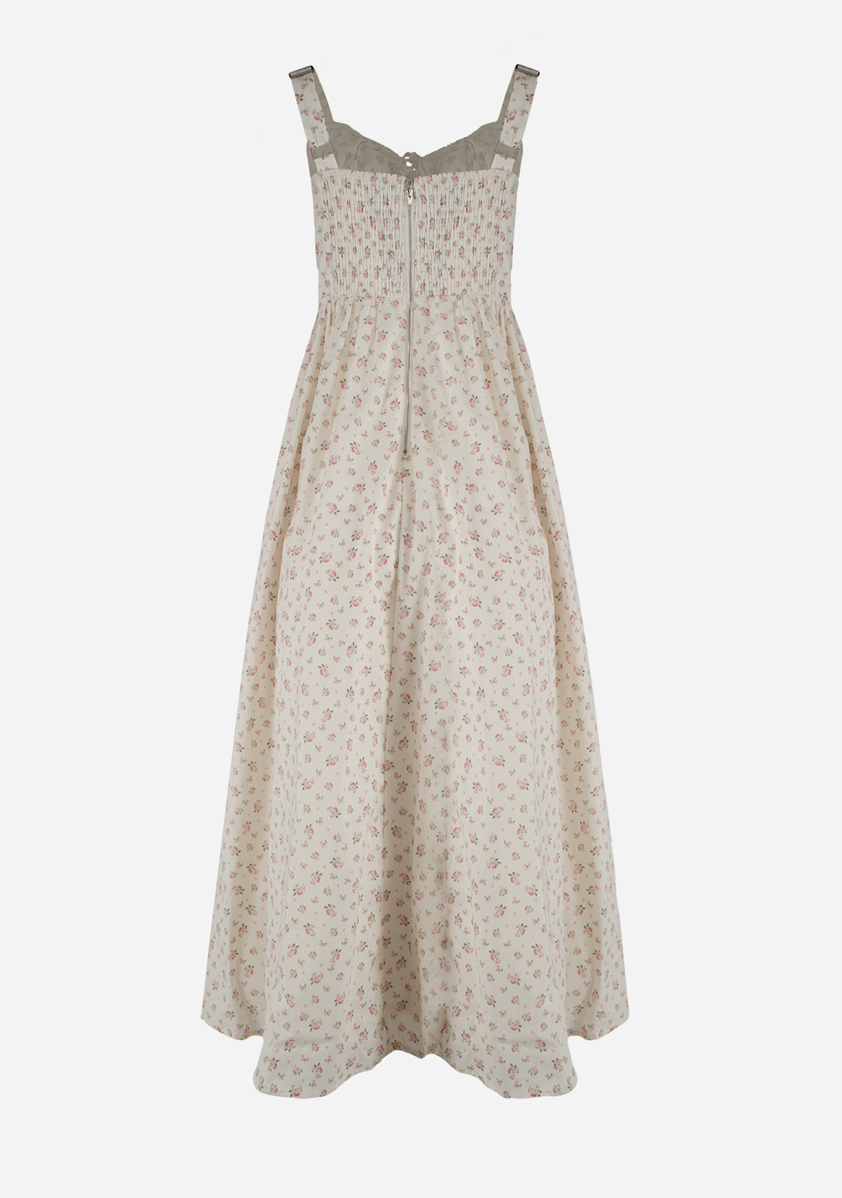 Floral Wired Front Ribbon Maxi Dress Cream Multi