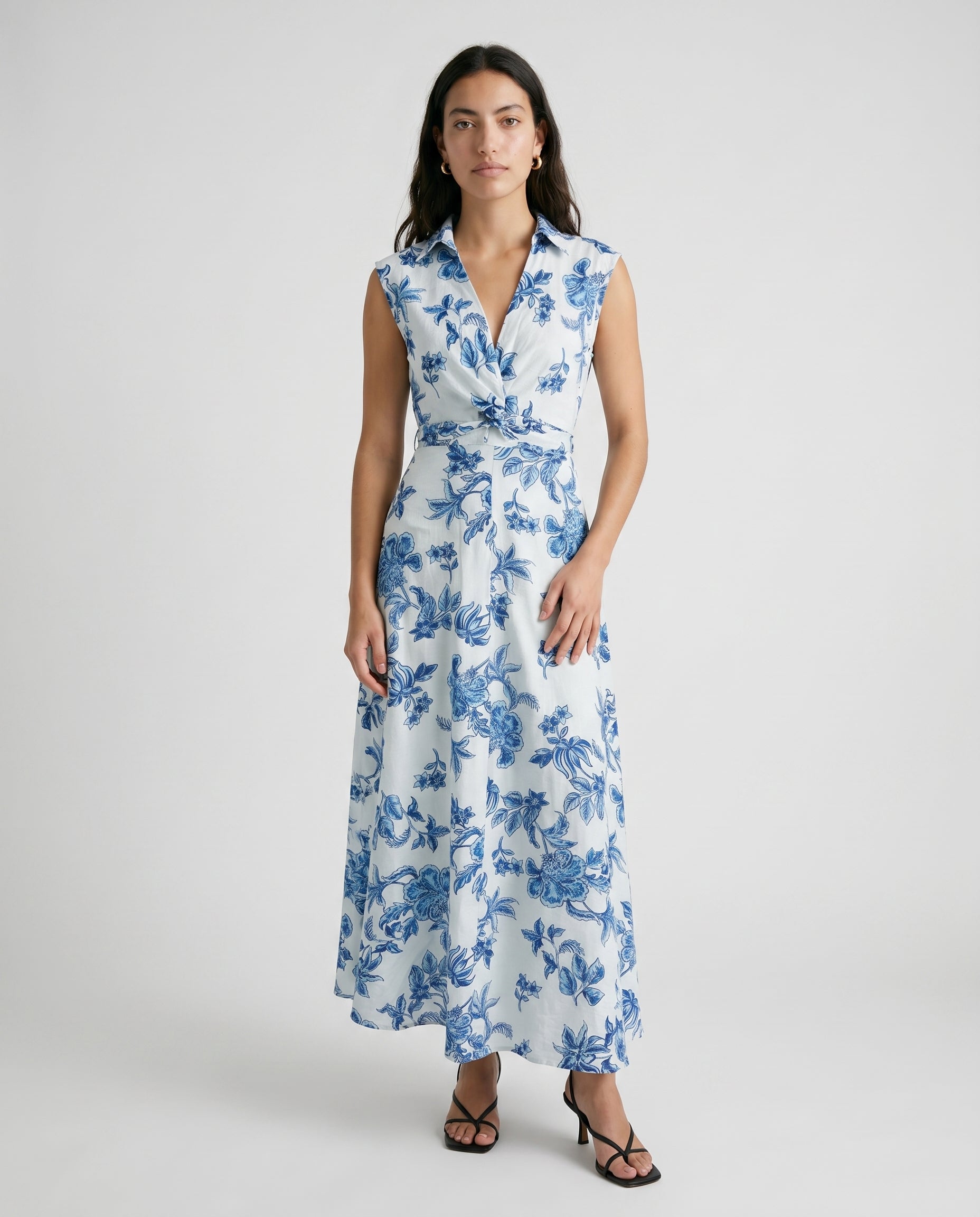 Sleeveless Elastic Back Waisted Maxi Dress