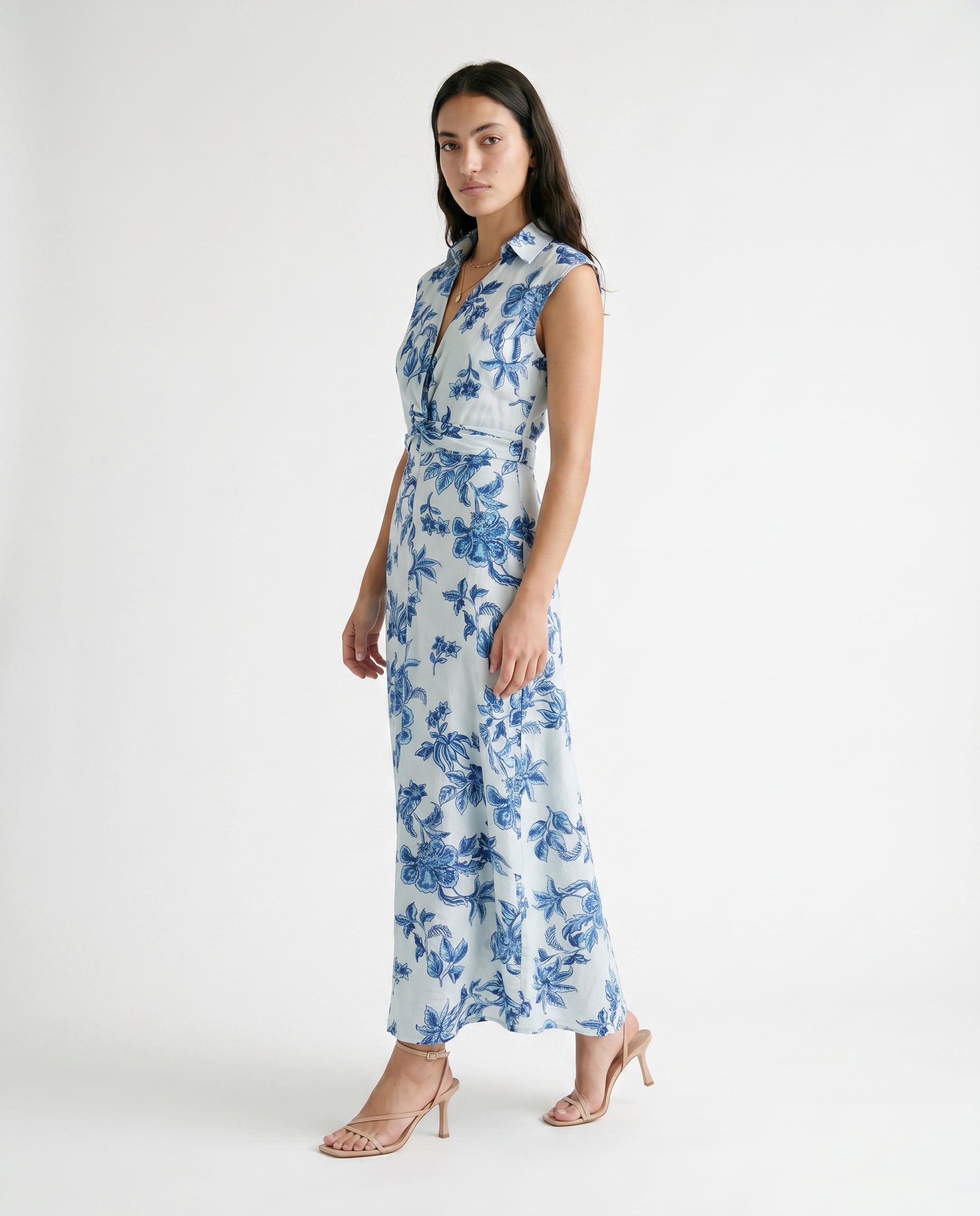 Sleeveless Elastic Back Waisted Maxi Dress