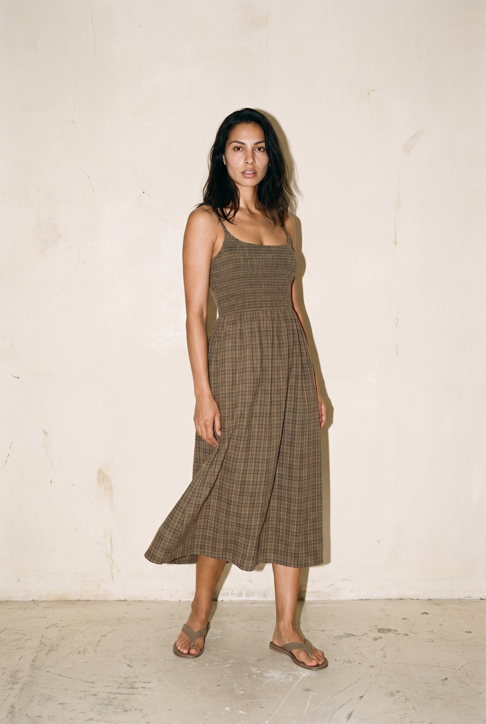 Shadow Gerry Recycled Mini Dress Stone Check