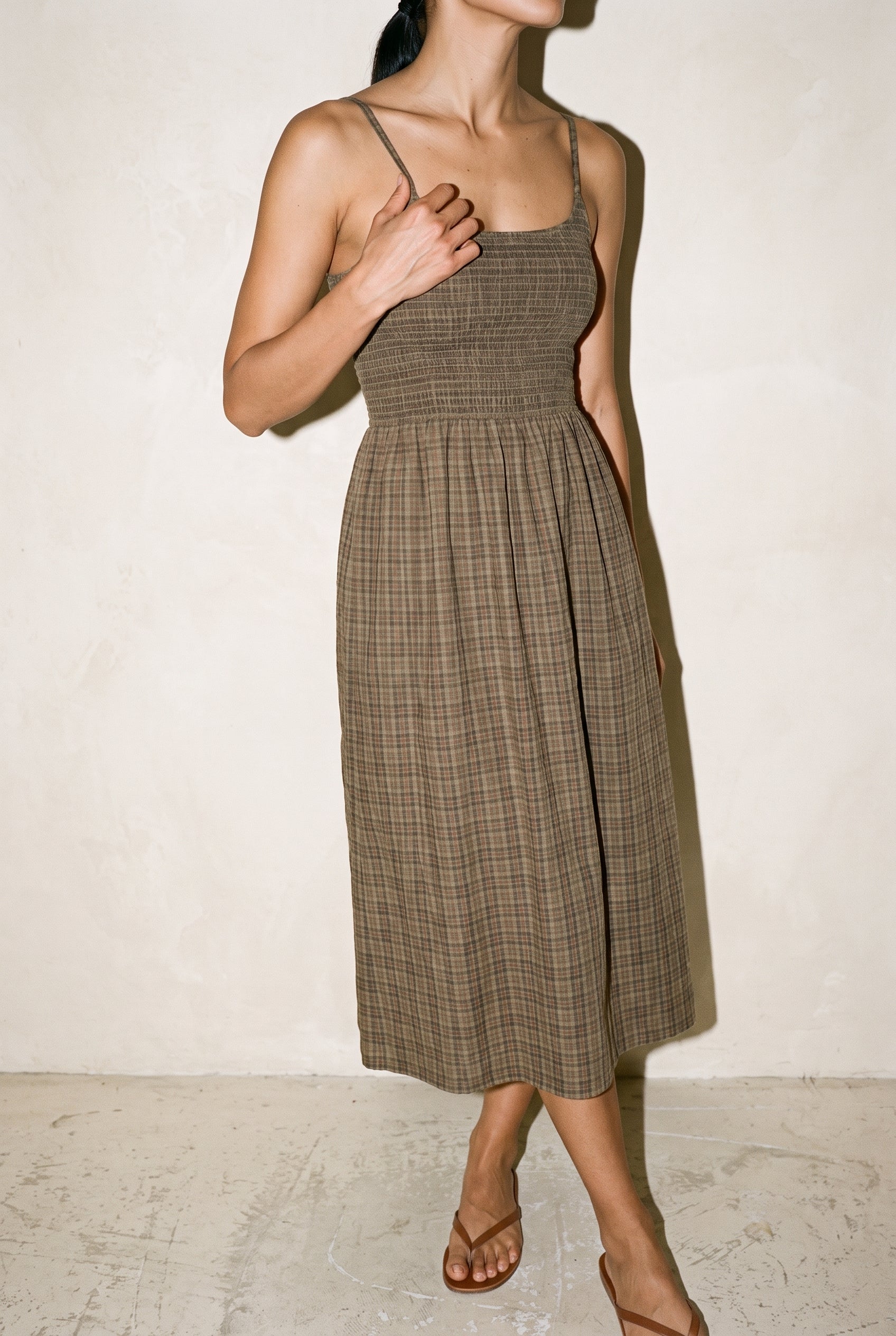 Shadow Gerry Recycled Mini Dress Stone Check