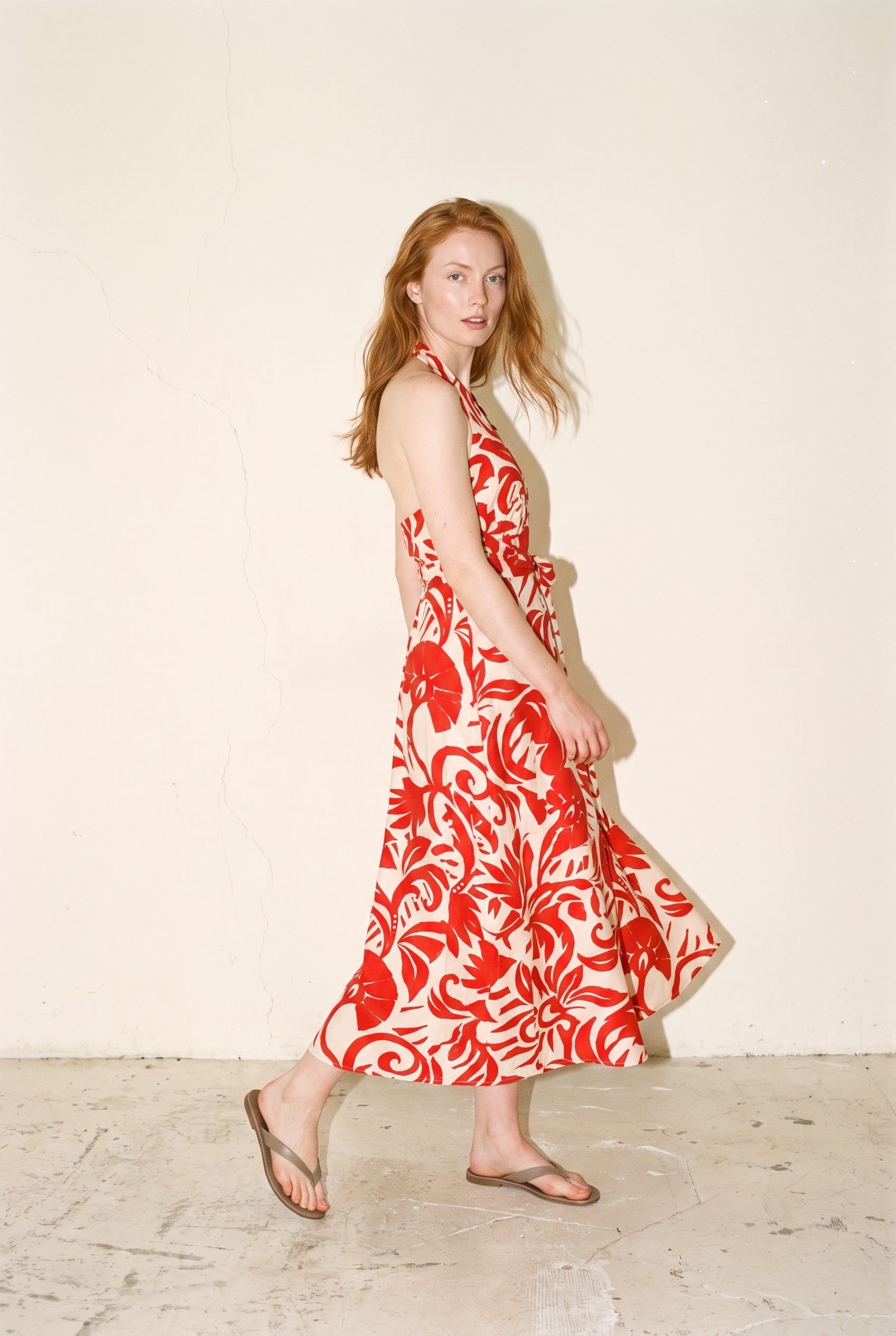 Cross Back Band Midi Dts Ivory/Red