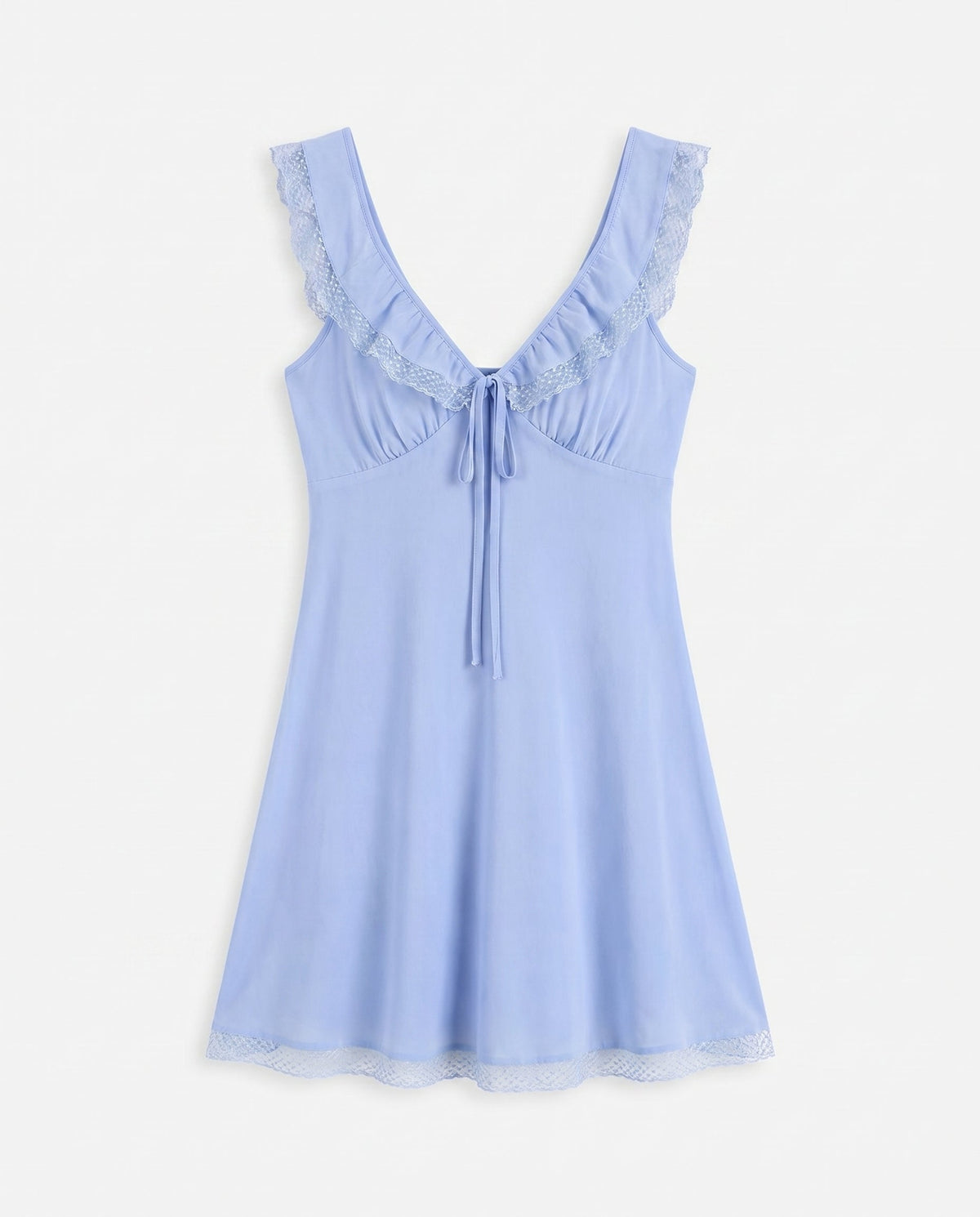 Margaux Chiffon Coquette Slip Mini Dress Light Blue LOUCIA