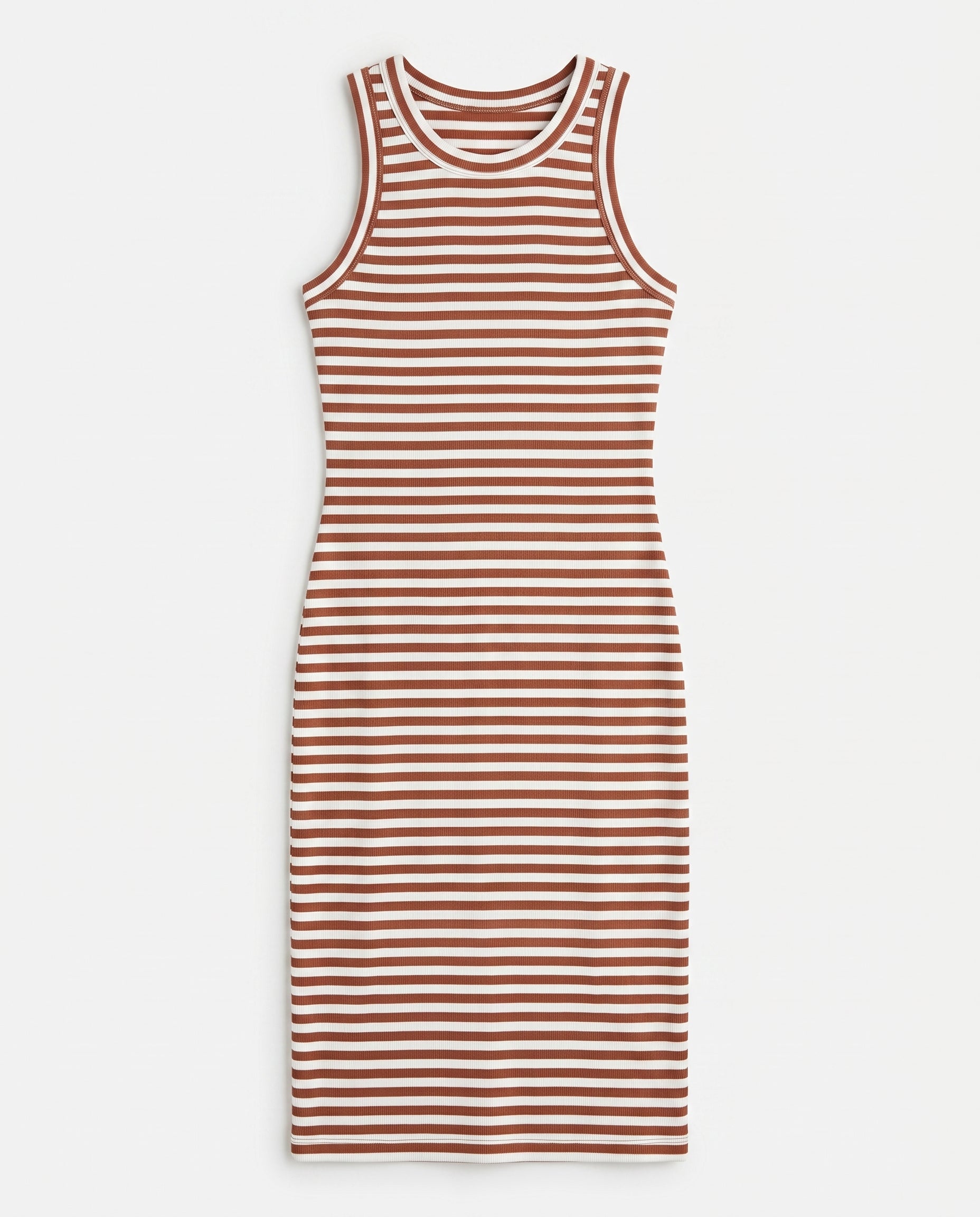 Striped Ribbed Tank Dress Brick