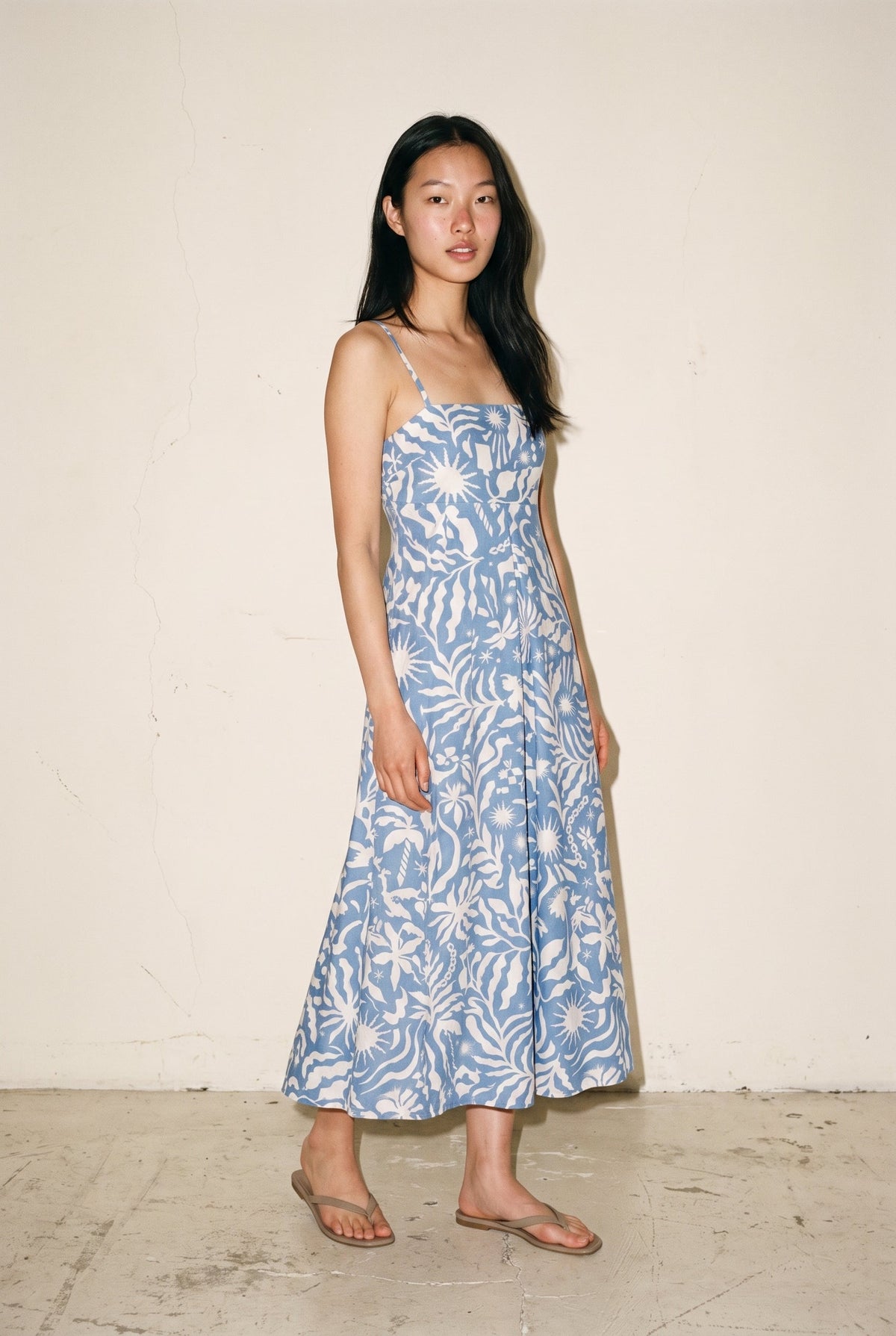 Palmetto Midi Dress Blue Cream By Together