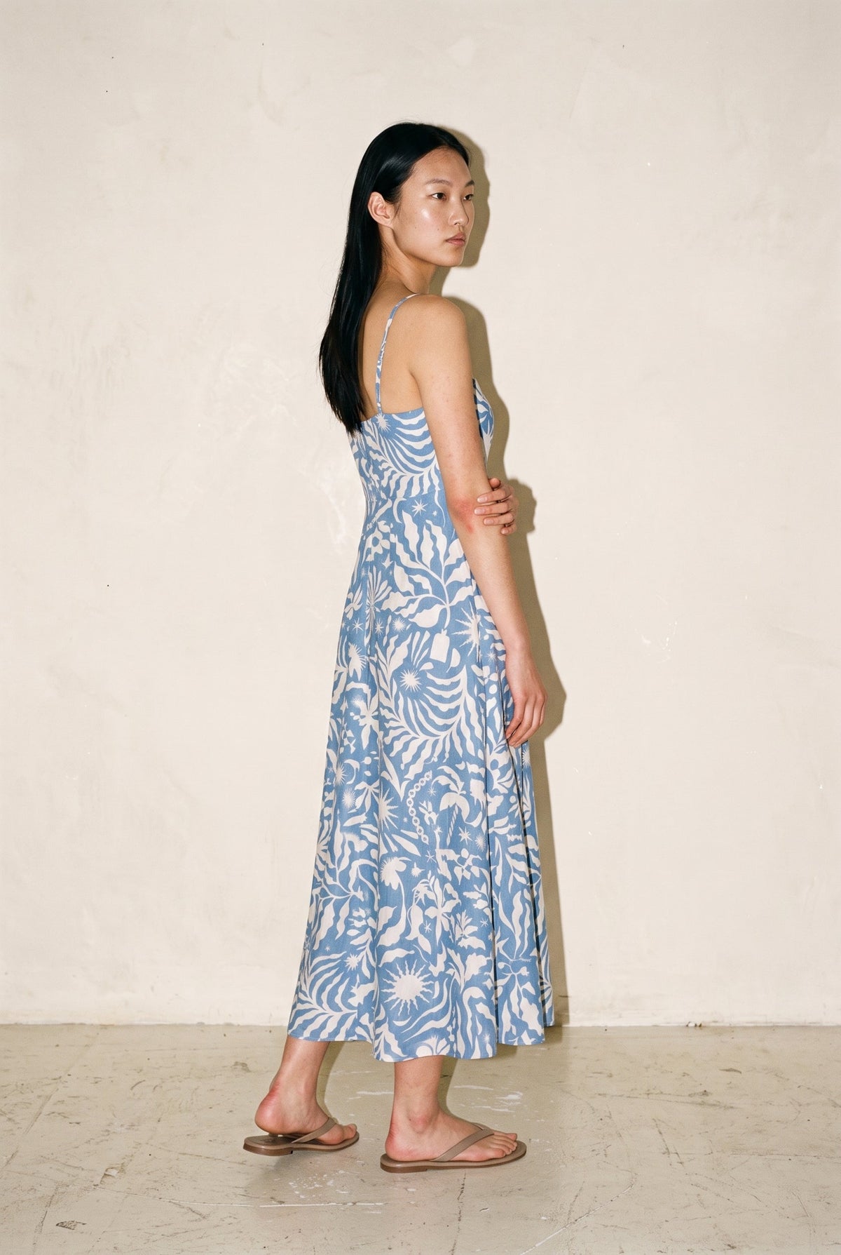 Palmetto Midi Dress Blue Cream By Together