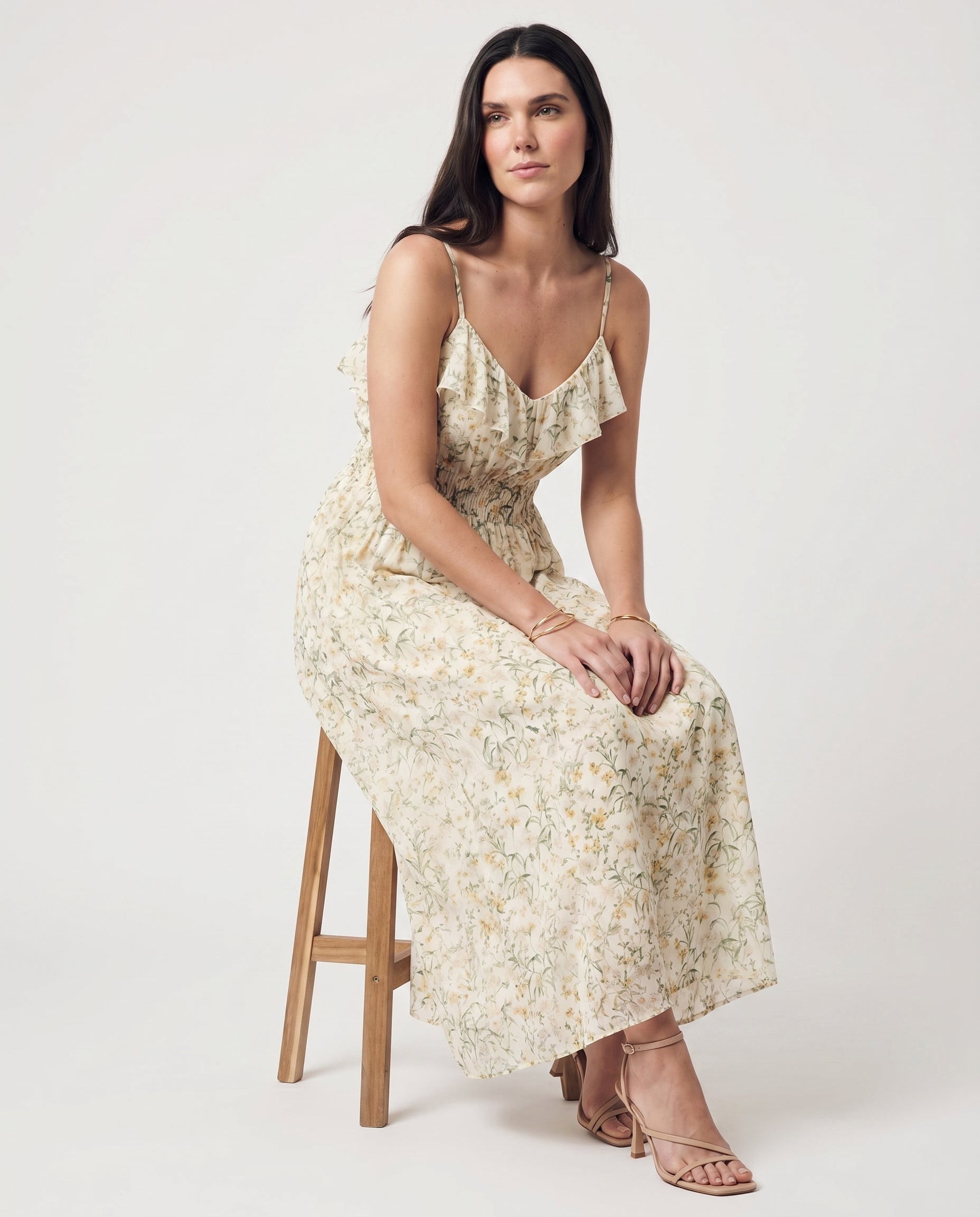 Sereia Floral Dress Ivory Green