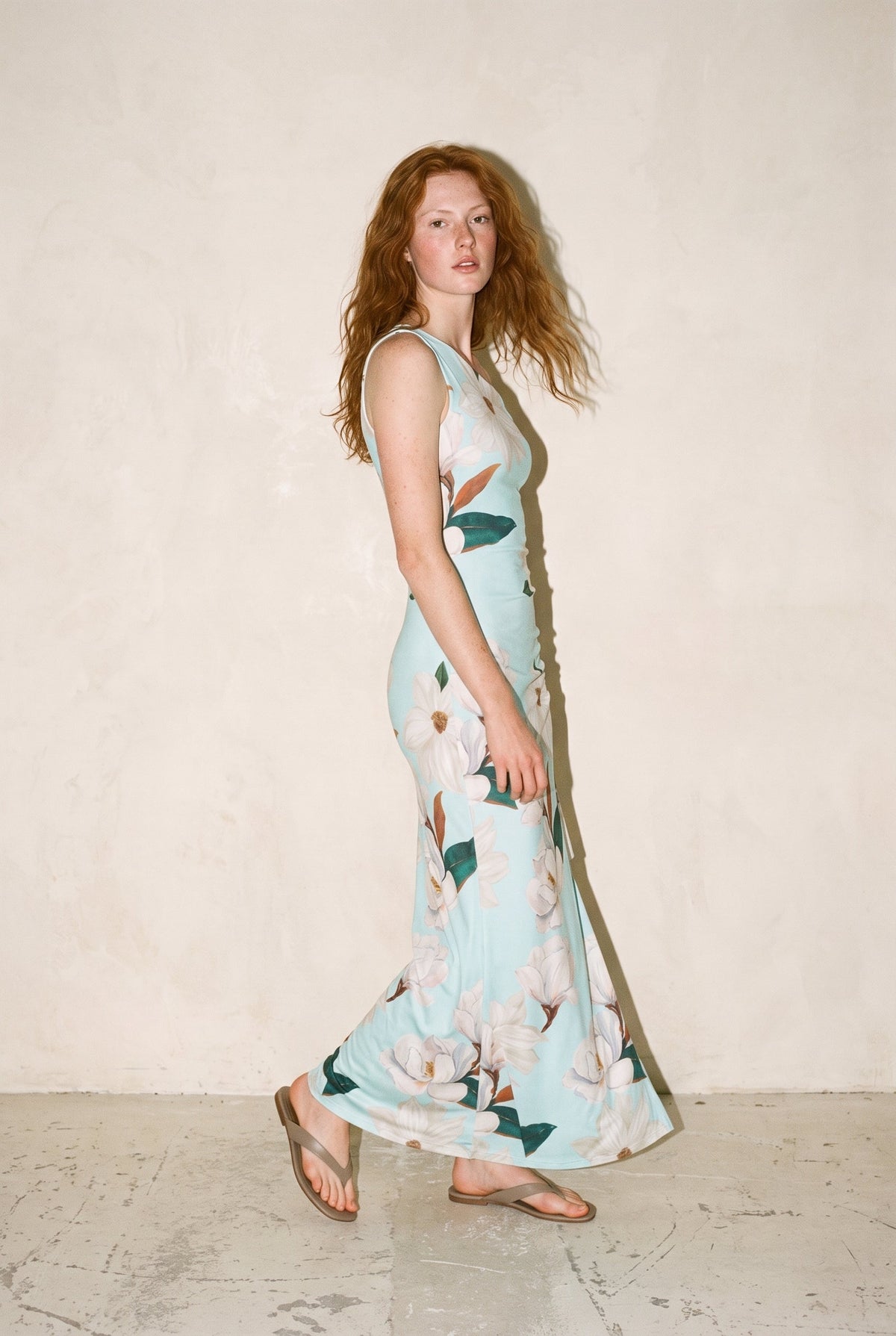 One Shoulder Floral Maxi Dress Mint Print One and Only Collective