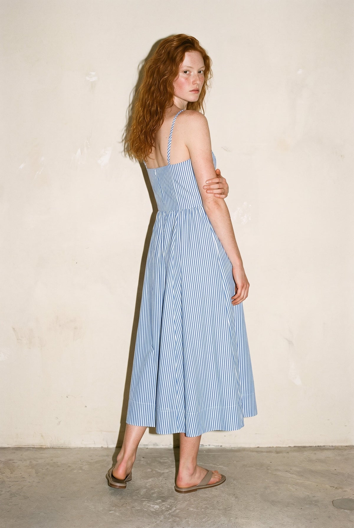 Capri Lines Gathered Hip Midi Dress Blue/White Dress Forum Inc.