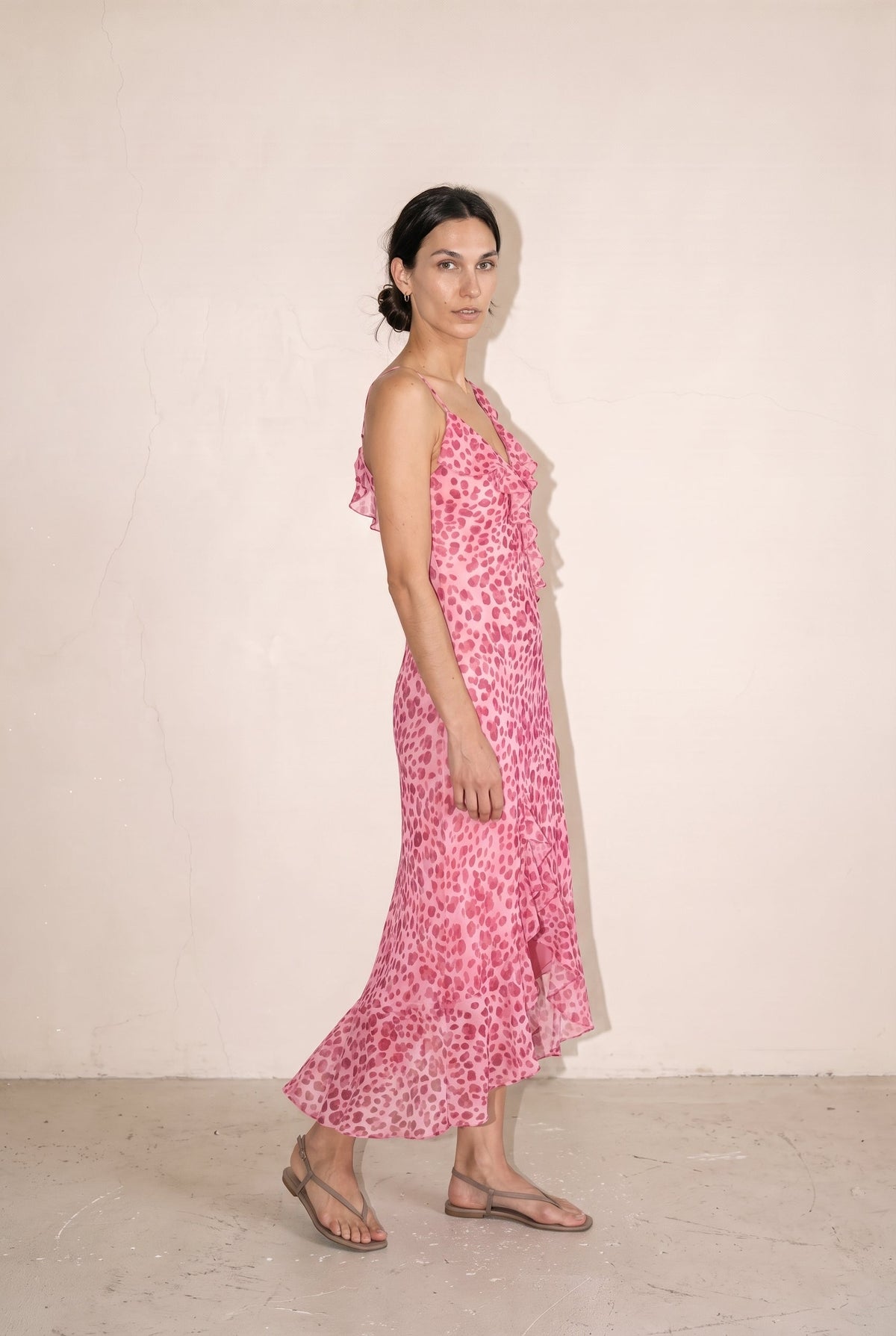 Animal Asymmetrical Ruffled Maxi Dress LOVE POTION Dress Forum Inc.