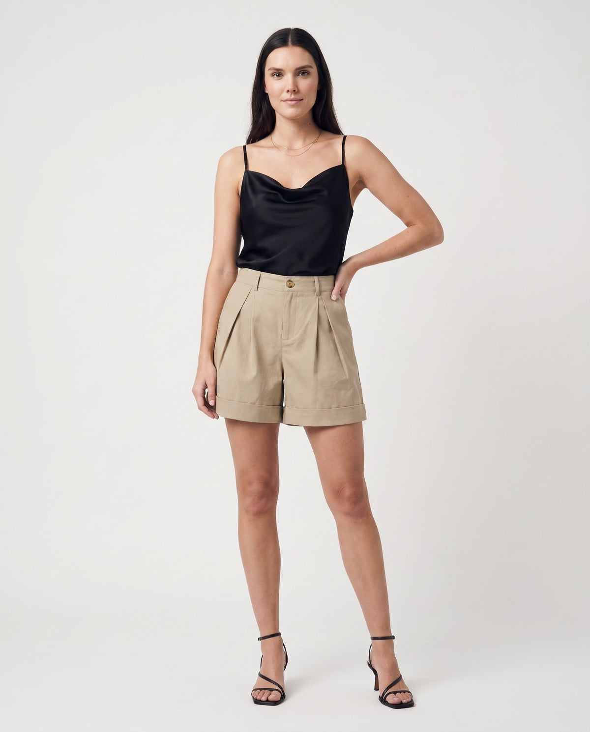 Pleated Front Relaxed Fit Shorts Green SLOW HIGH