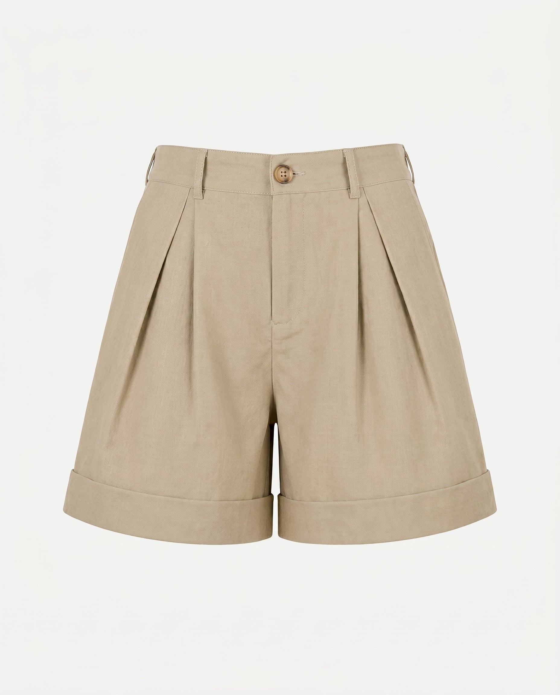 Pleated Front Relaxed Fit Shorts Green