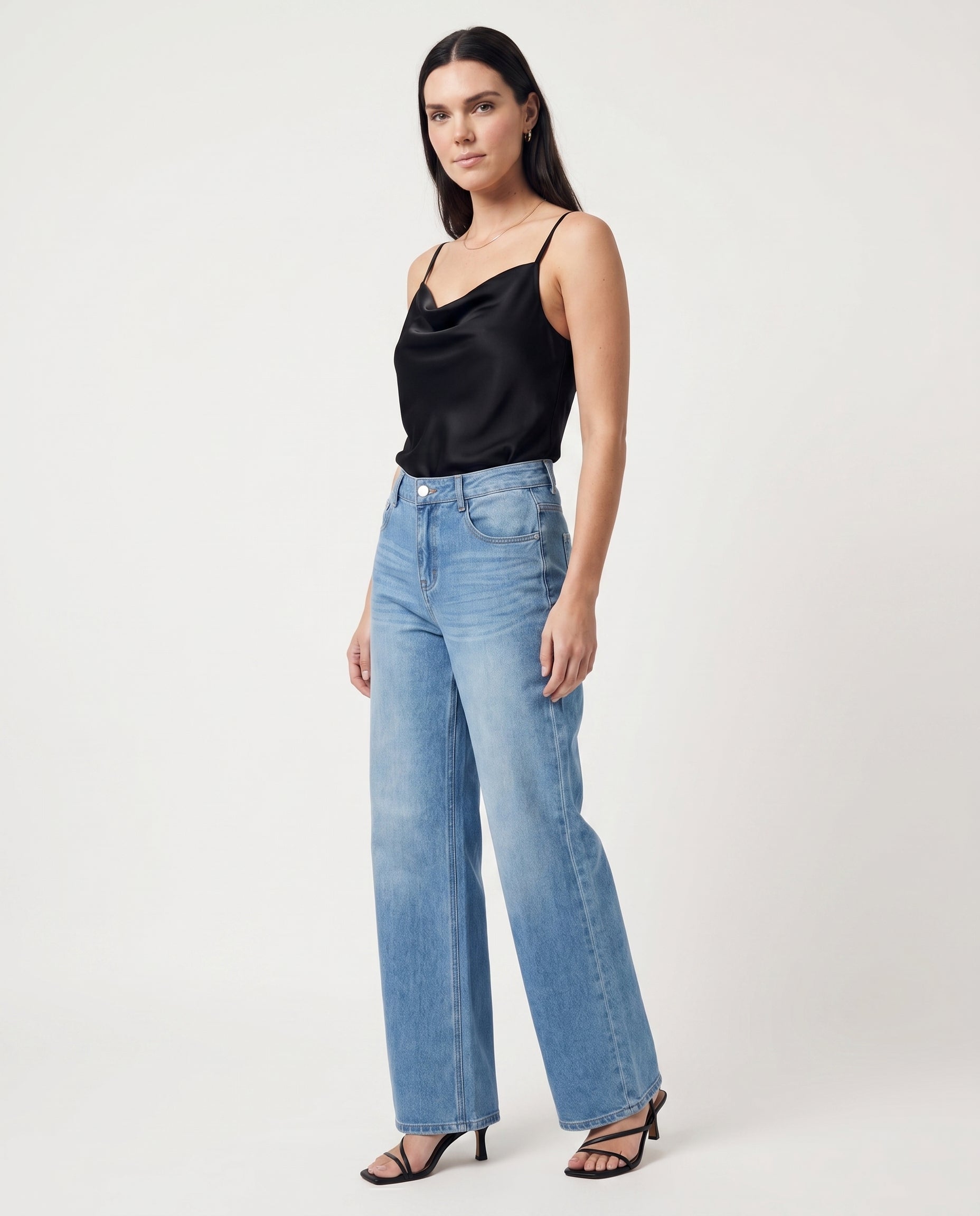 Soft Flare Wide Leg Jeans Denim Blue