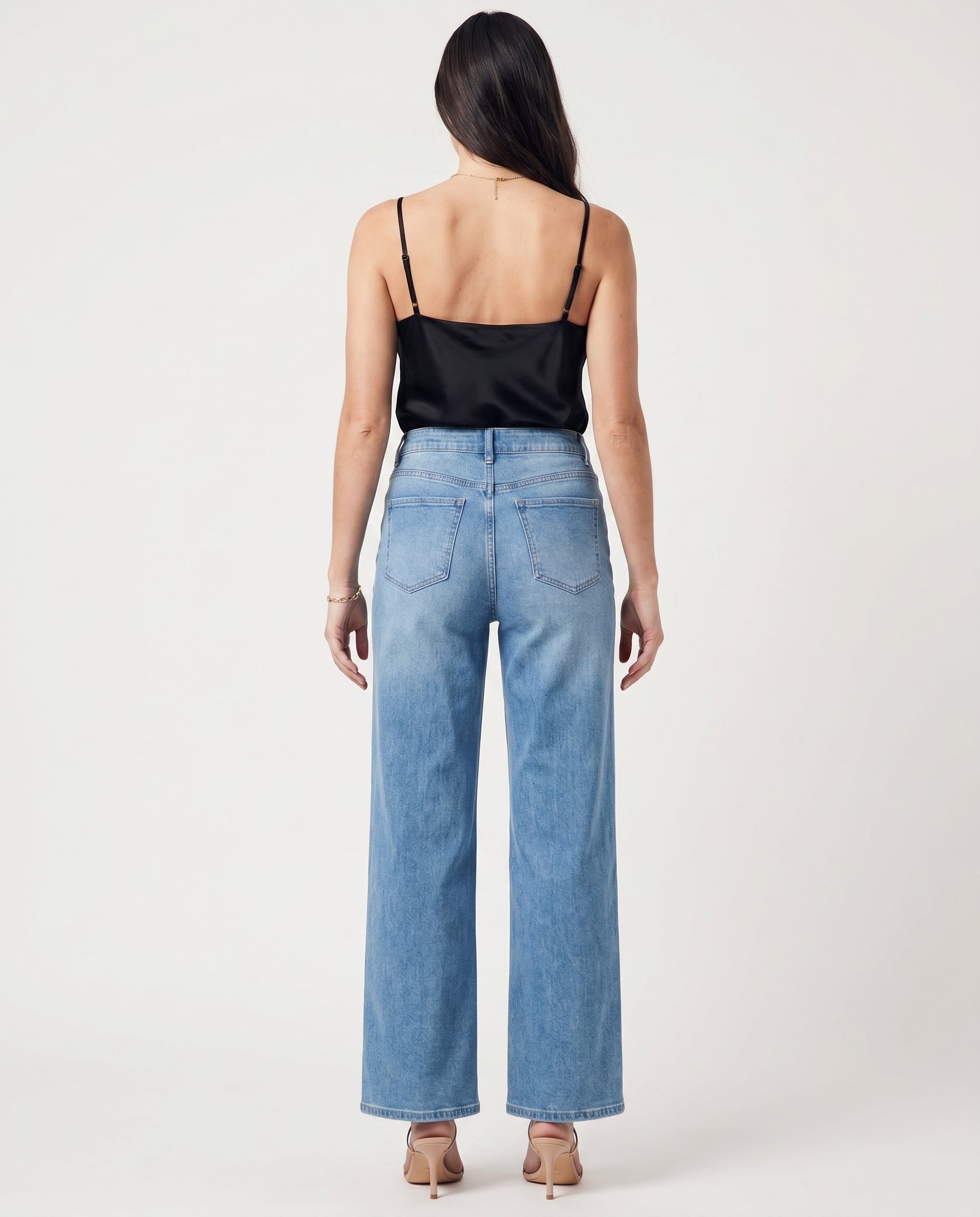 Soft Flare Wide Leg Jeans Denim Blue