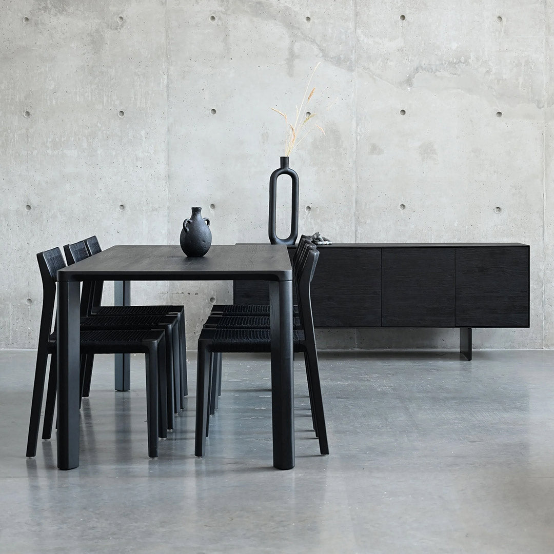 PLANK Dining Table Black Soot Teak,