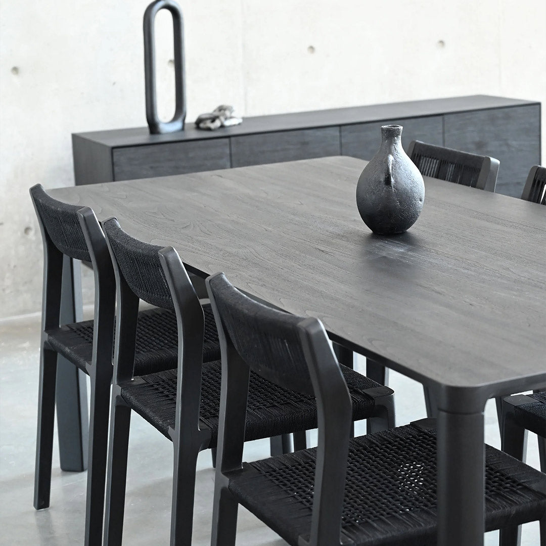 PLANK Dining Table Black Soot Teak,