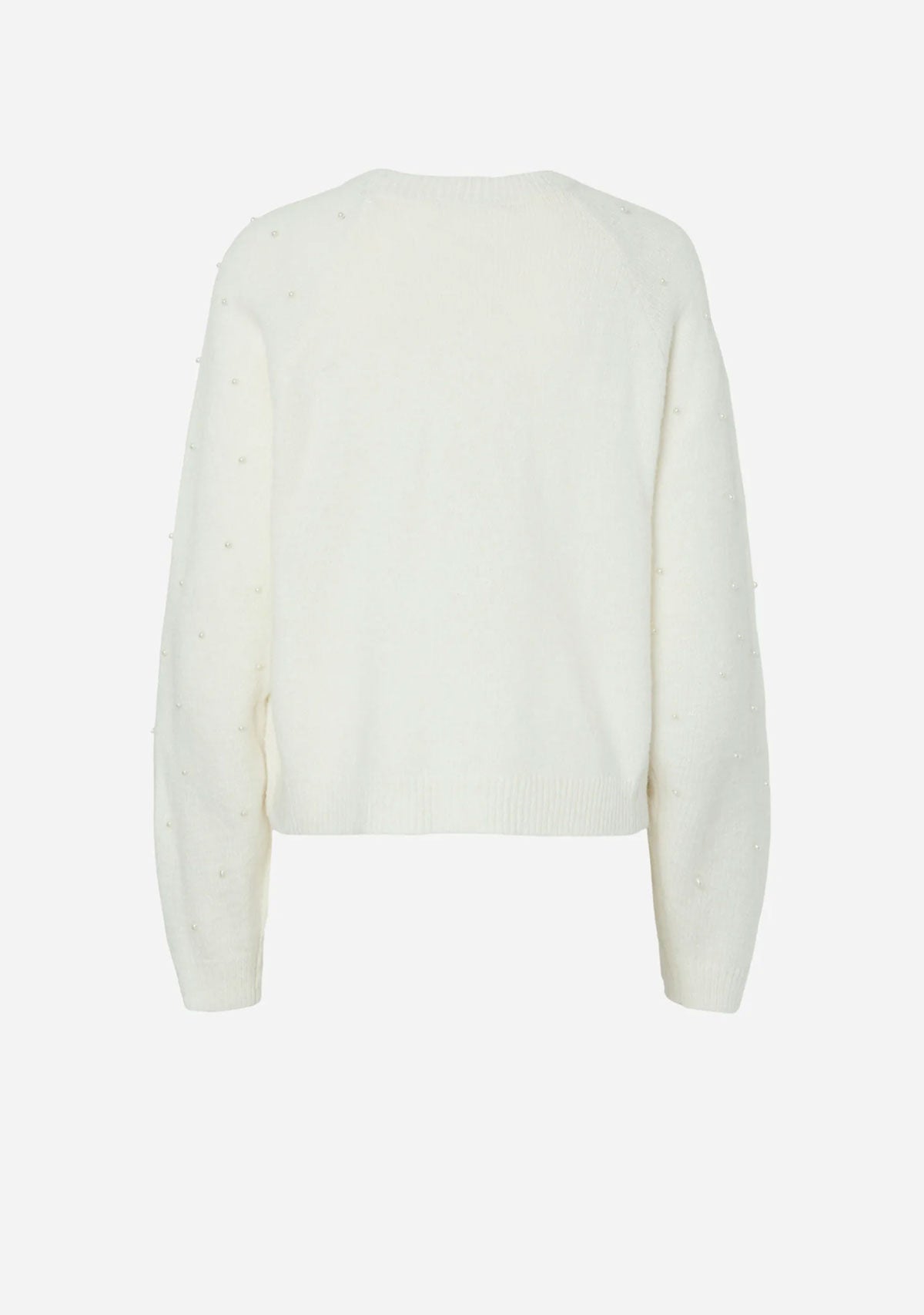 PCPam Ls Oneck Oversize Pearl Knit Bc Cloud Dancer Pearl