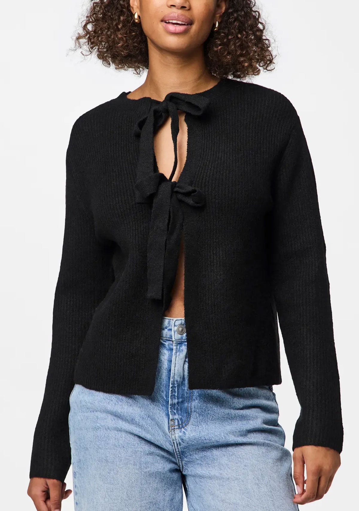 Pcsilly Ls Rev Tie Knit Noos Bc Black