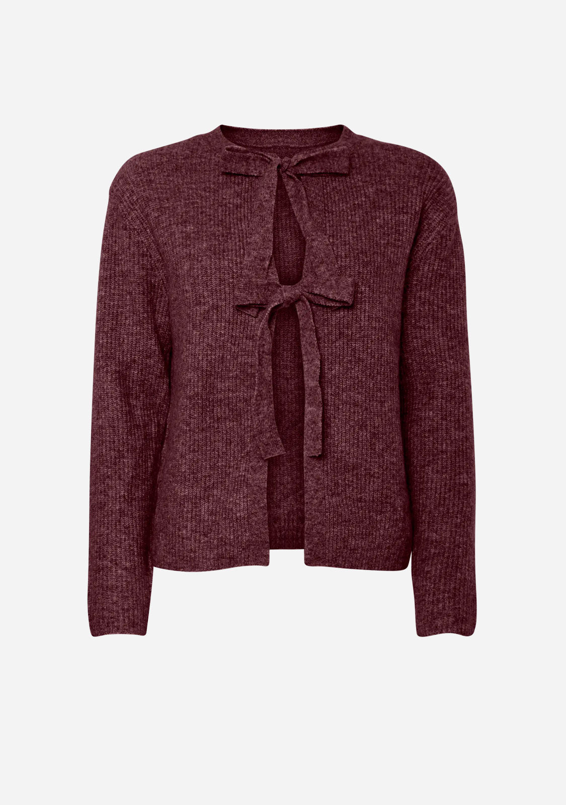 Pcsilly Ls Rev Tie Knit Noos Bc Tawny Port Pieces