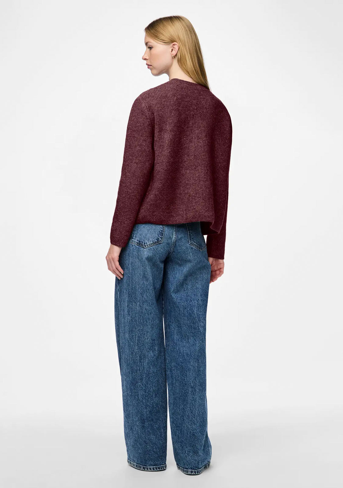 Pcsilly Ls Rev Tie Knit Noos Bc Tawny Port Pieces
