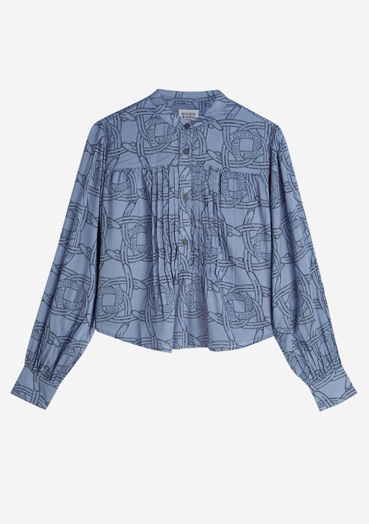 Pin Tuck Long Sleeve Shirt Horseshoe Infinity