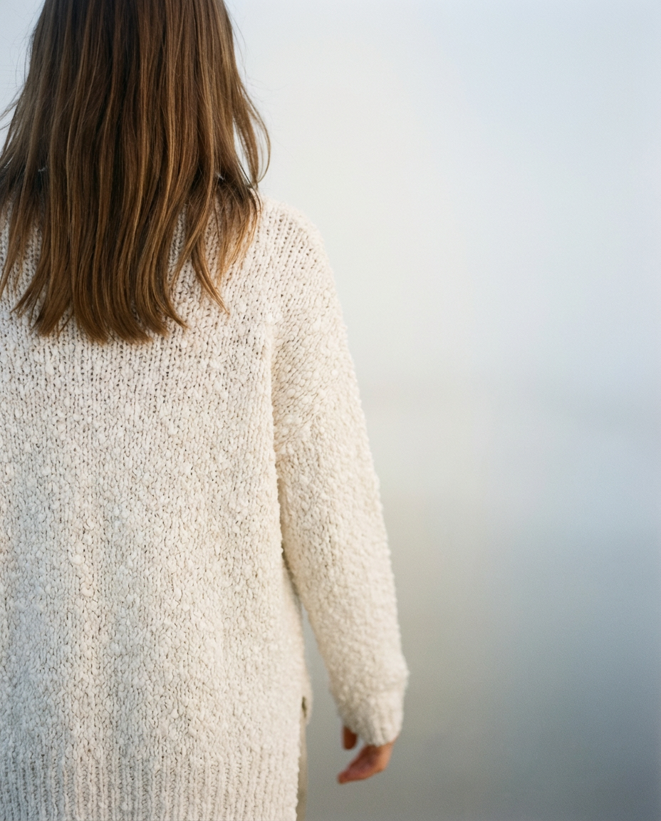 Popcorn Knit Sweater Cream Ivory