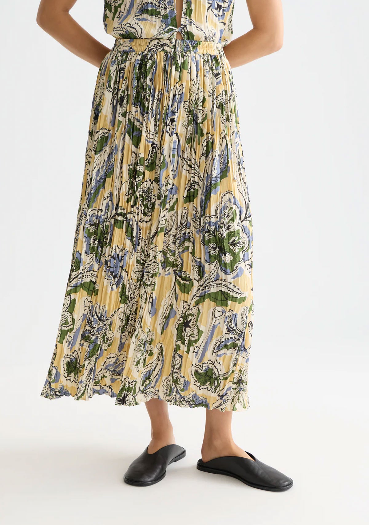 Printed Micro Pleat Skirt Lucky Bandana Multi Parsnip